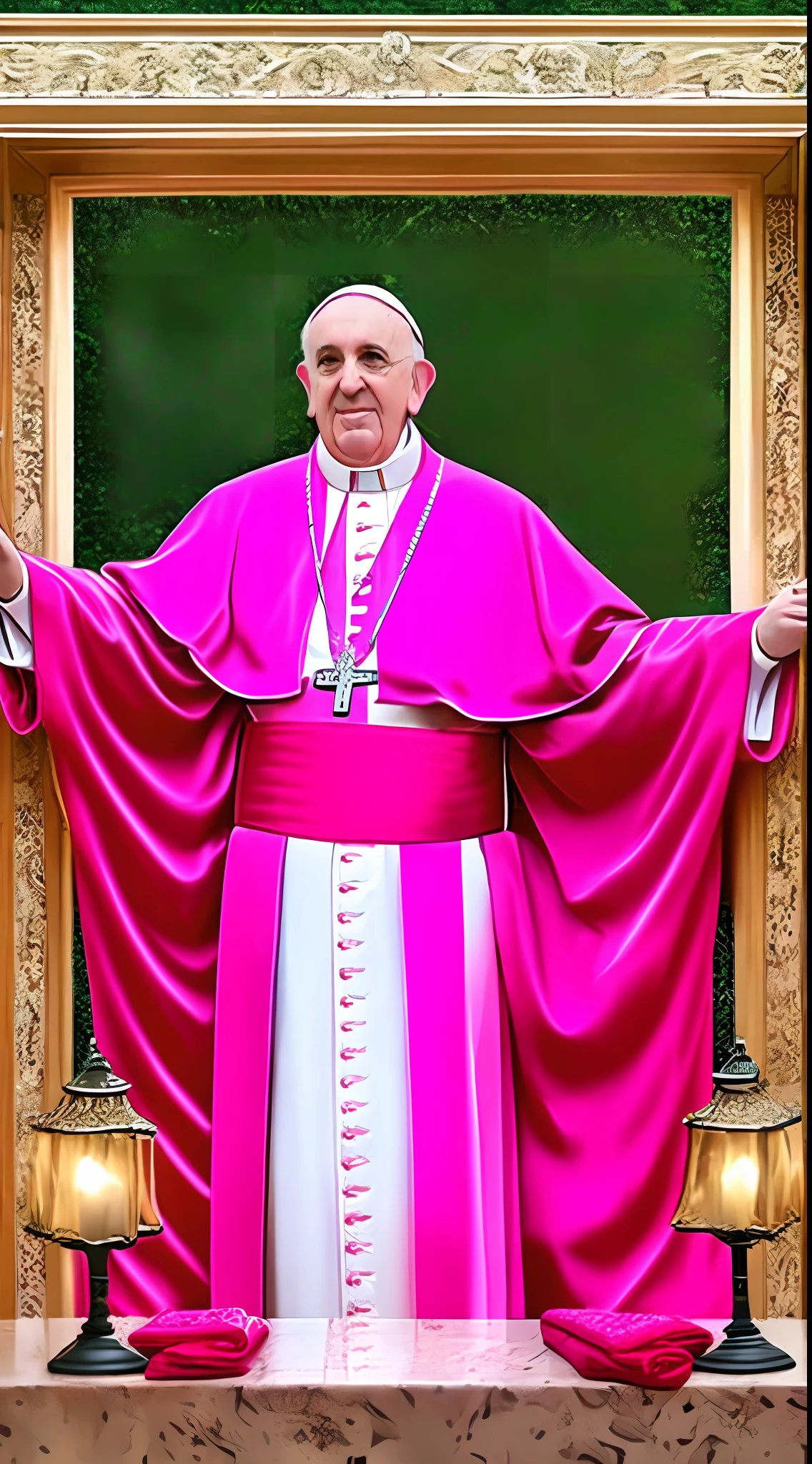 Pope Francis wearing a hot pink robe --auto --s2