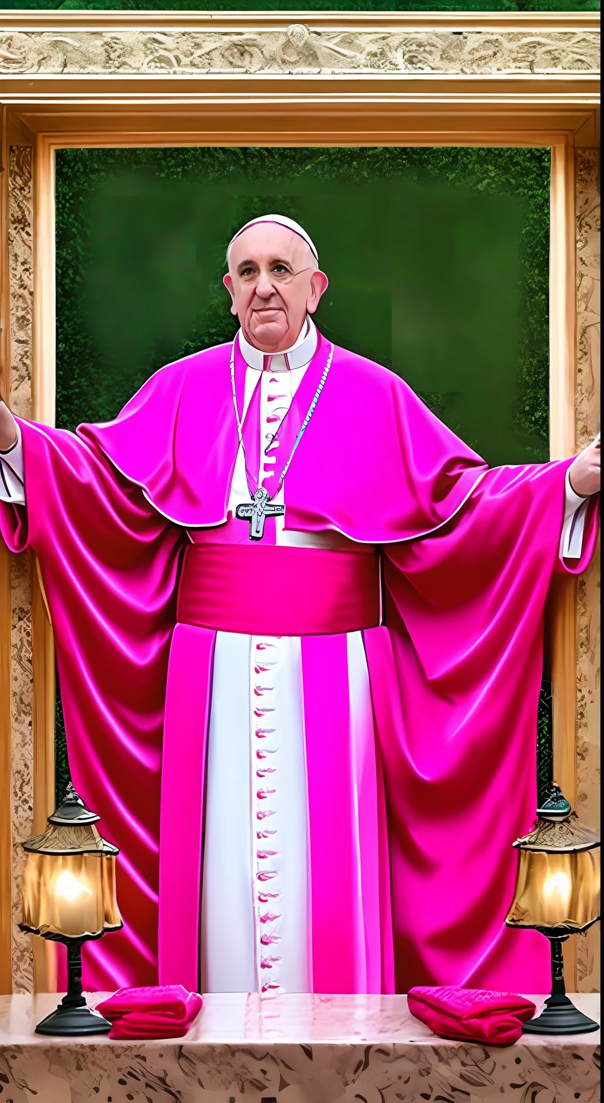 Pope Francis wearing a hot pink robe --auto --s2