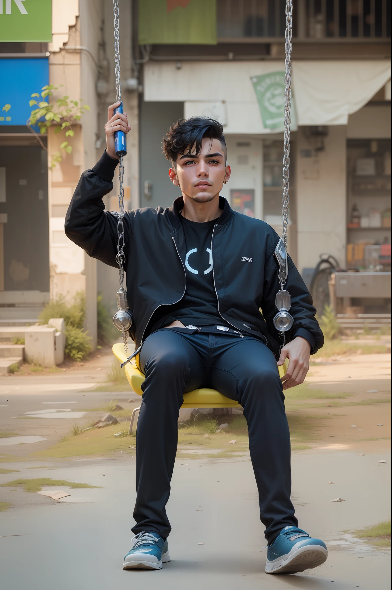 Background change cyberpunk handsome boy ultra realistic face