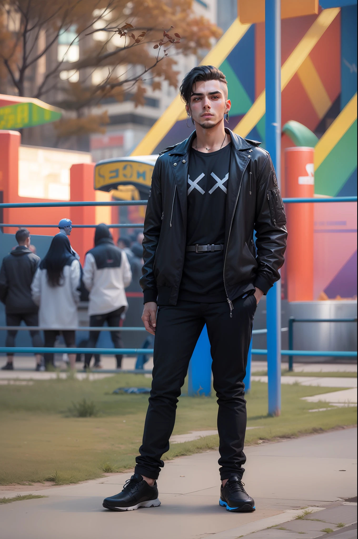 Background change cyberpunk handsome boy ultra realistic face