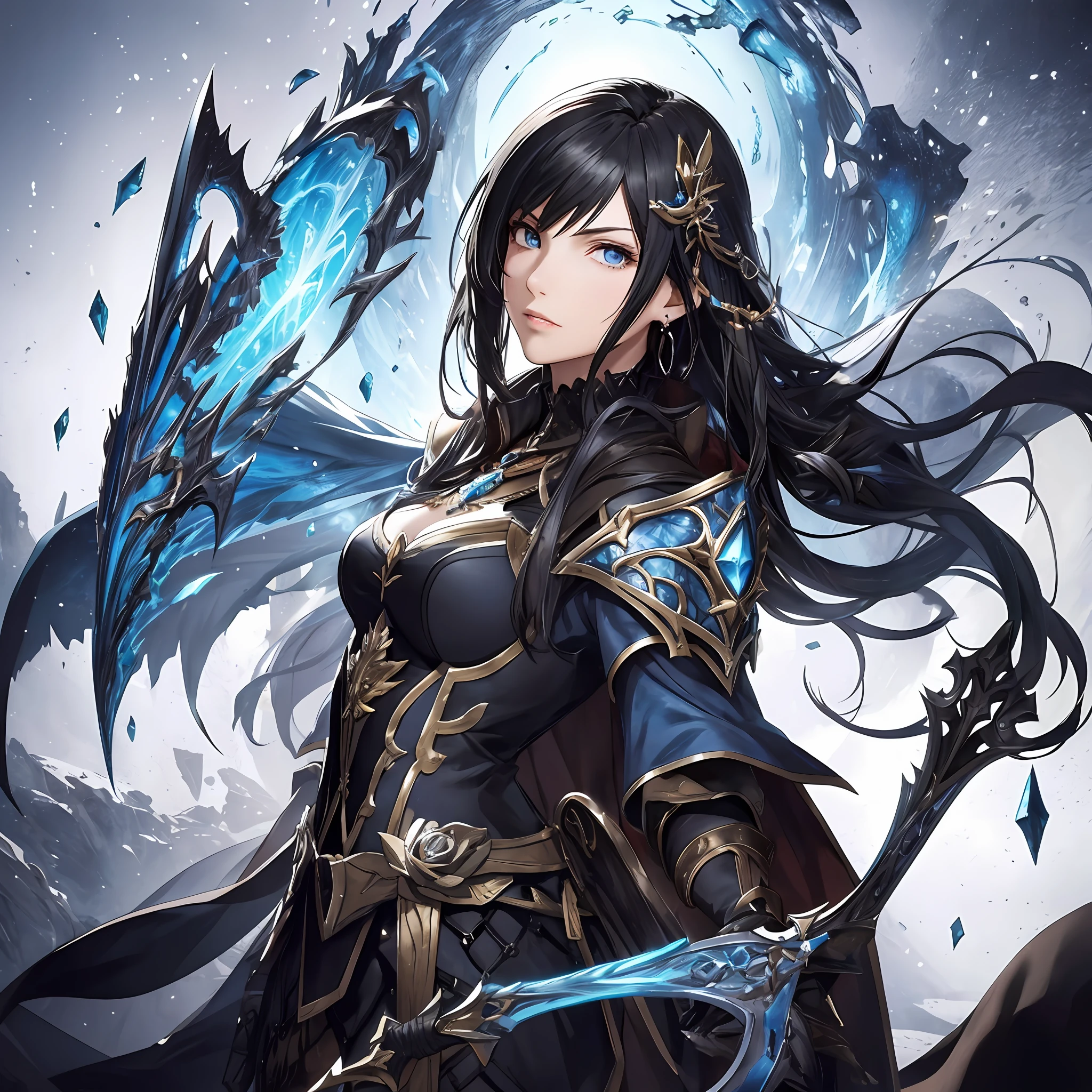 sapphire hairpin, shadowverse style, elegant, highly detailed