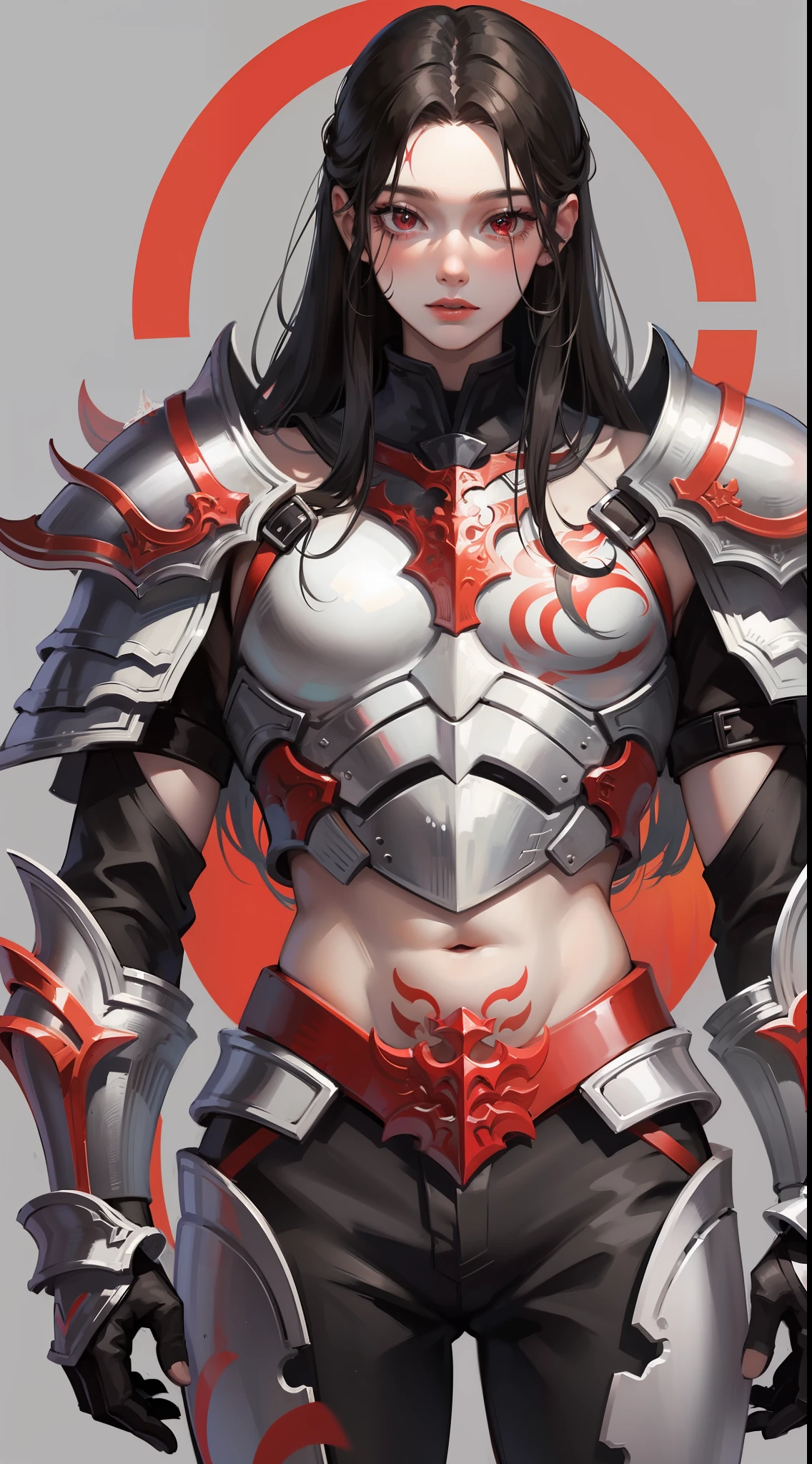 Young guy, Long black hair, red eyes, red tattoo on face, demon armor, daedric armor, Rage, Masterpiece, highly quality