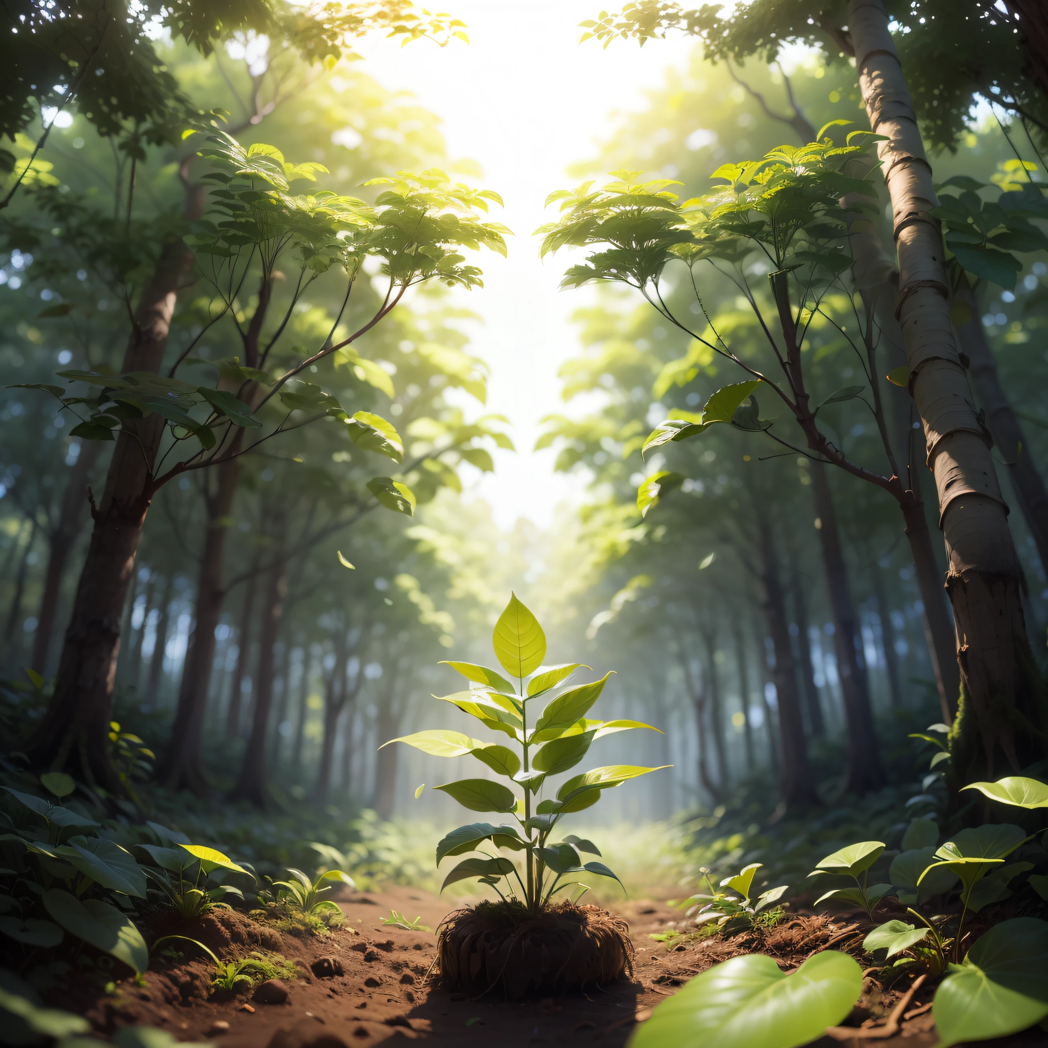 planta germinando na floresta procurando luz do sol --auto