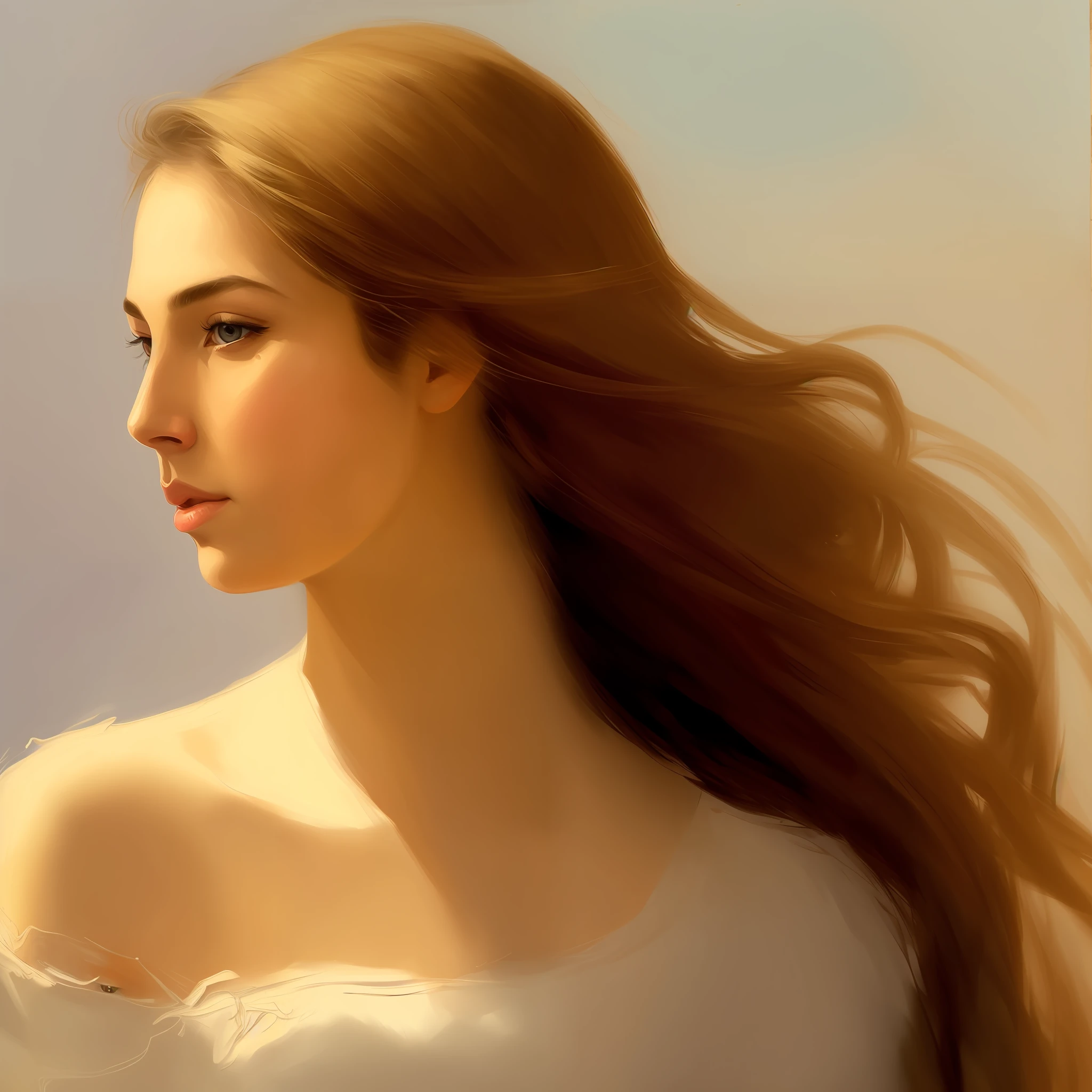 '(painting, masterpiece, high quality), plus a sad girl, with eyes full of water and delicate details that accentuate her beauty, strong brushstrokes, soft colors, soft lighting, fuzzy background and soft bokeh.'