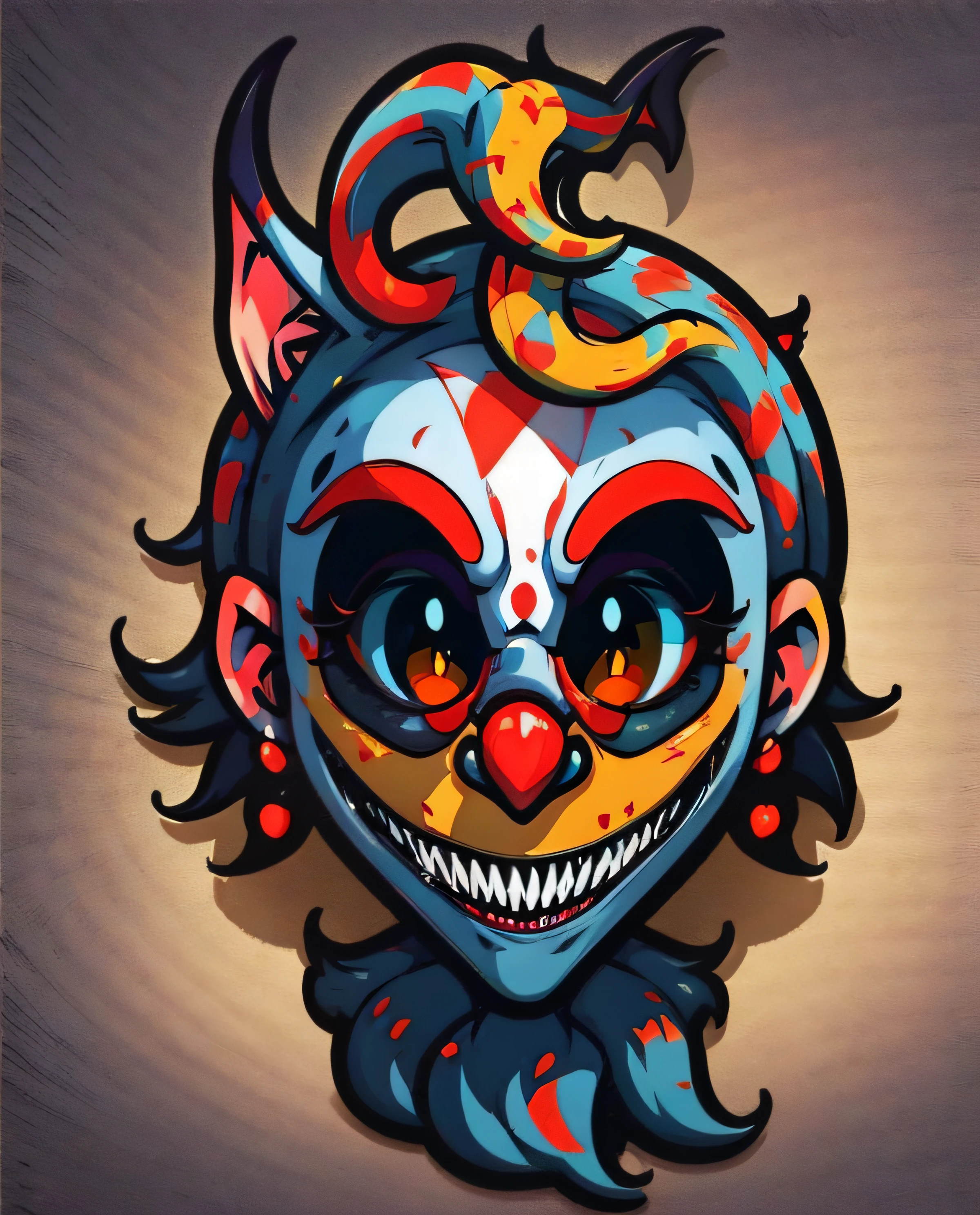 Logo, horror clown Art Logo, front of a creepy clown, com dentes afiados, in circle, fundo branco, minimal and pure, simples, Ultra Detalhado, Projeto Detalhado, vectorization, silhueta, 8k.