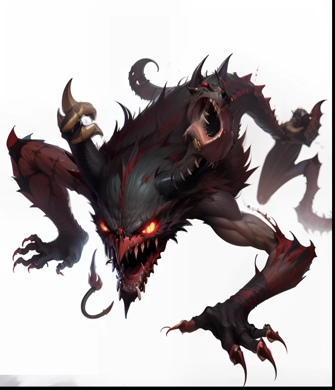 Quadruped Demonic Creature with Claws and Big Teeth - Paranormal Order Creature RPG, Zumbi de sangue - Demonio D&D Demongorgon --auto