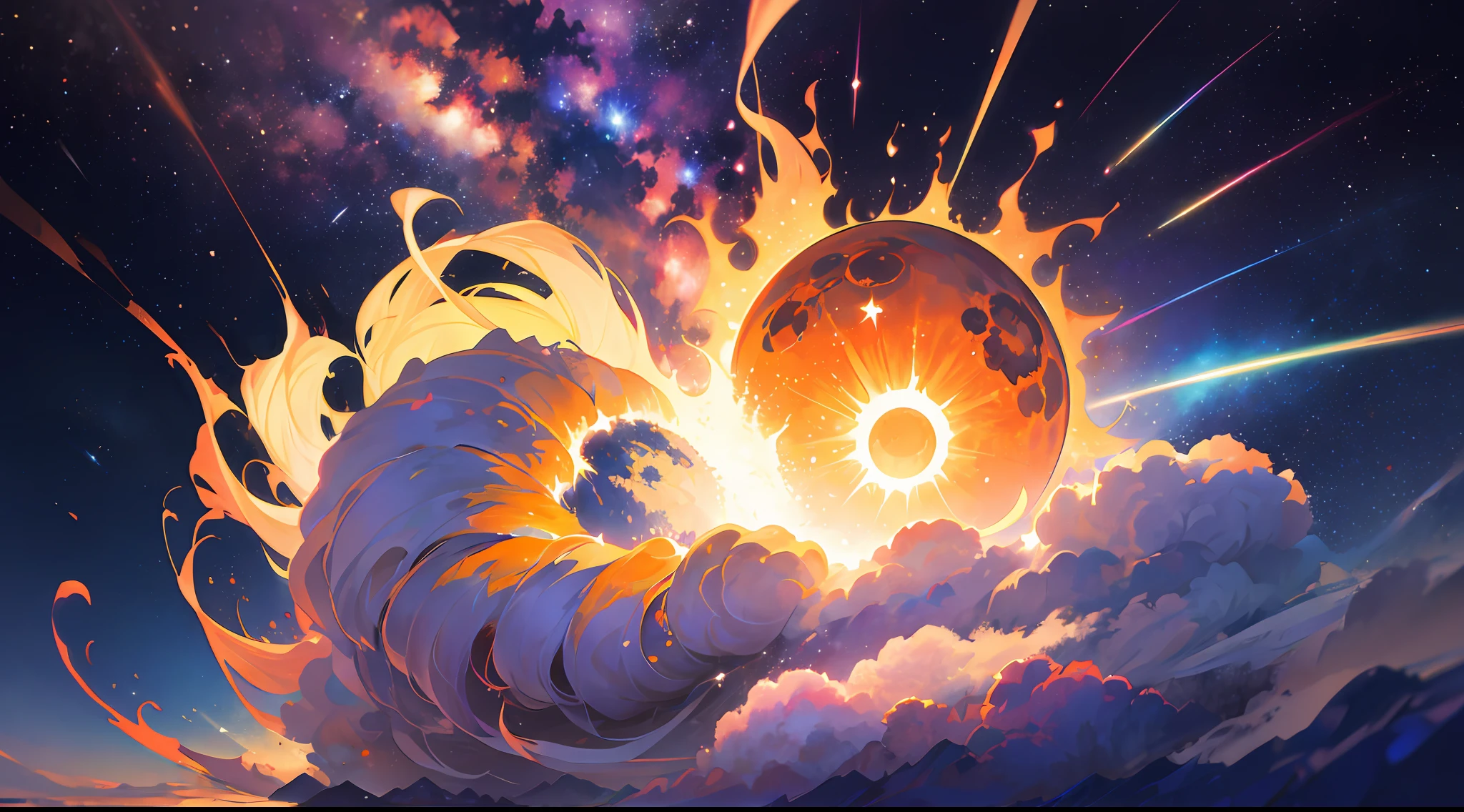 Stars shine, the sun erupts, meteors fall