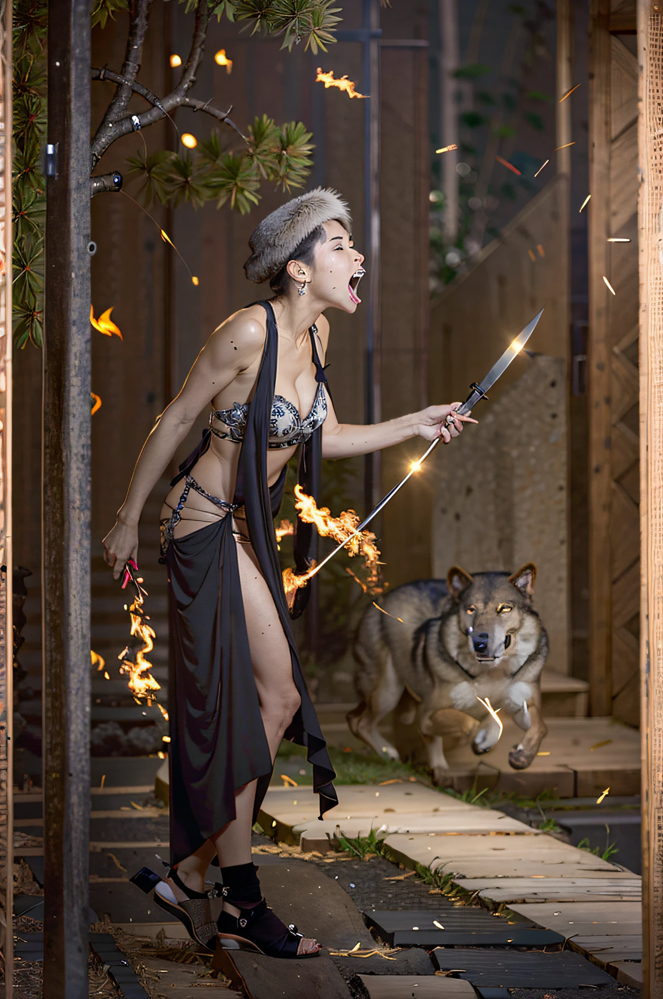 BREAK, 1girl, solo, looking at viewer, flat bangs, (young cute beautiful 18-year-old girl:1.1), 3d face, beautiful girl, pretty, girlface, kpop idol, supermodel, woman posing for a photo, stunning innocent symmetry face, perfect body, medium breast, slim waist, slim legs, (high detailed skin:1.2), glowing eyes, goddess, natural skin texture, shiny skin, White skin, Beautiful detailed face, detailed face, real skin texture, cute delicate face, finely detailed face, golden ratio, golden ratio face, expressive eyes, perfect face, perfect skin, flawless face, clear face, shiny hair, pale skin, Proper body proportion, perfect anatomy, realistic skin texture, luscious lips, glossy lips, natural makeup, beautiful bright pupils, slender figure, intricate eyes, detailed pupils, detailed face and eyes, longeyelashes, blush, good hand, finely detailed skin, oily skin, BREAK, ((((ember, battlefield, volumetric fog, grey mist, (white long hair:1.4), (ecstasy of silk:1.1), spider web, (chain:1.1), (On a dark moonlit night:1.6), (in a spooky ancient dungeon:1.2), in a heavily guarded cage, moonlight shines in through a small window, (In the center of the picture is a female assassin struggling to break free from the shackles:1.4), (She breaks the thick iron chain with amazing strength:1.3), (Werewolf soldiers guarding the prison came from all directions with weapons:1.5), (Destroyed buildings:1.2), (ruined walls:1.1), (scars:1.3), claw marks, (flames splashing:1.3), (werewolf's huge claws, wolf eyes with gr