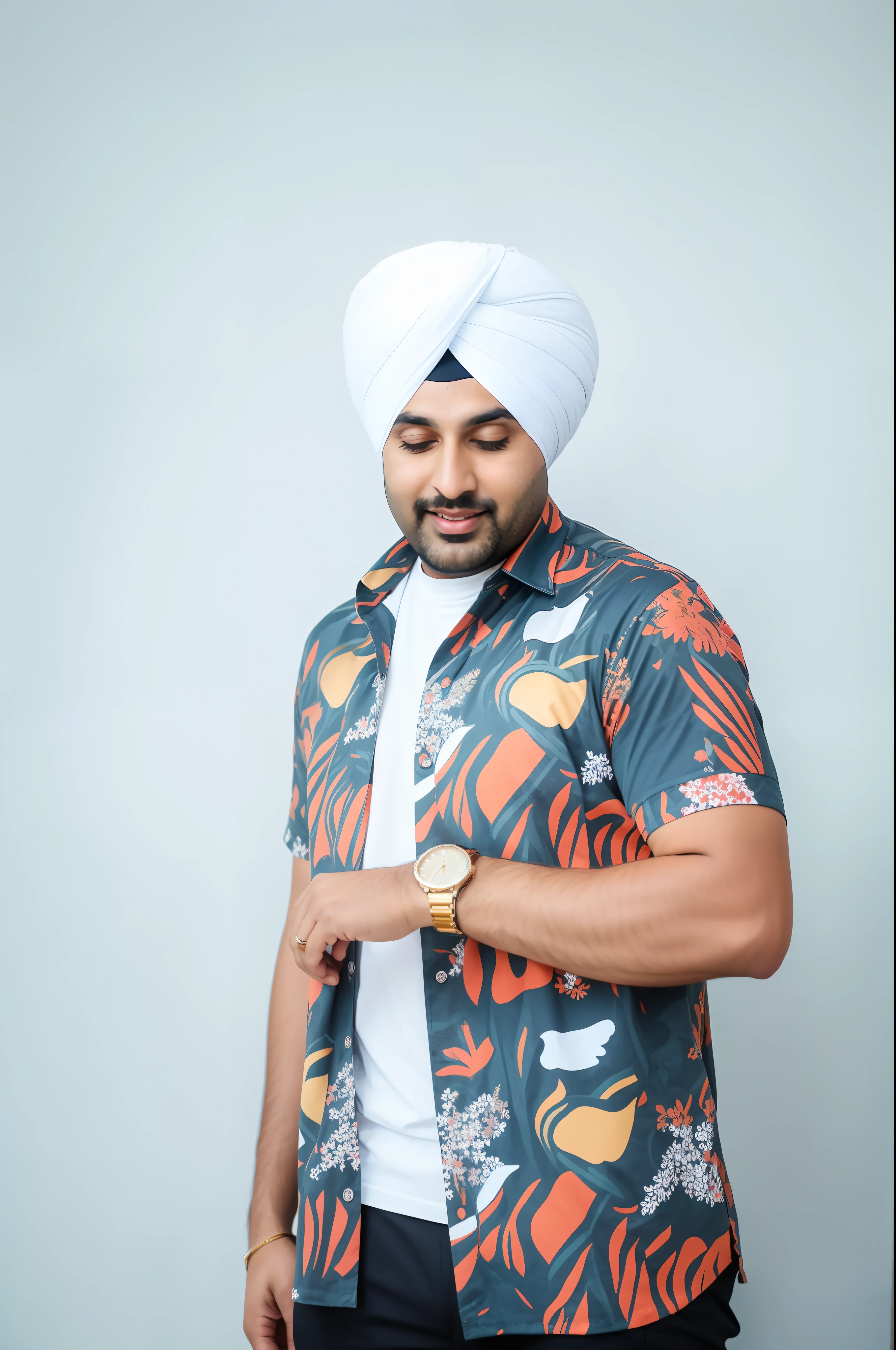 there is a punjabi man in a turban With Little beard and a watch on his wrist, wearing a turban, wearing a watch, turban, by Manjit Bawa, inspired by Manjit Bawa, shot on sony a 7, shot on canon eos r 5, shot on canon eos r5, shot on sony a 7 iii, photo from a promo shoot, holding gold watch