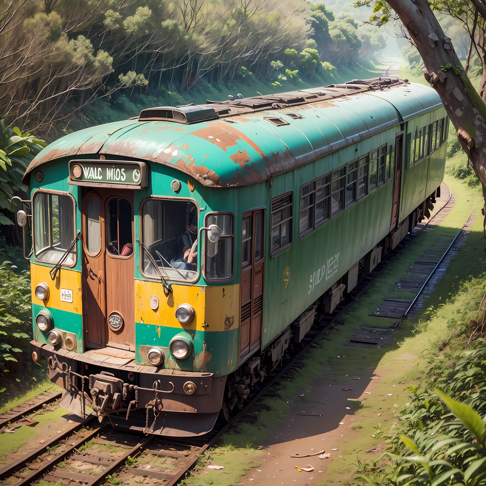 trem abandonado em uma floresta --auto --s2