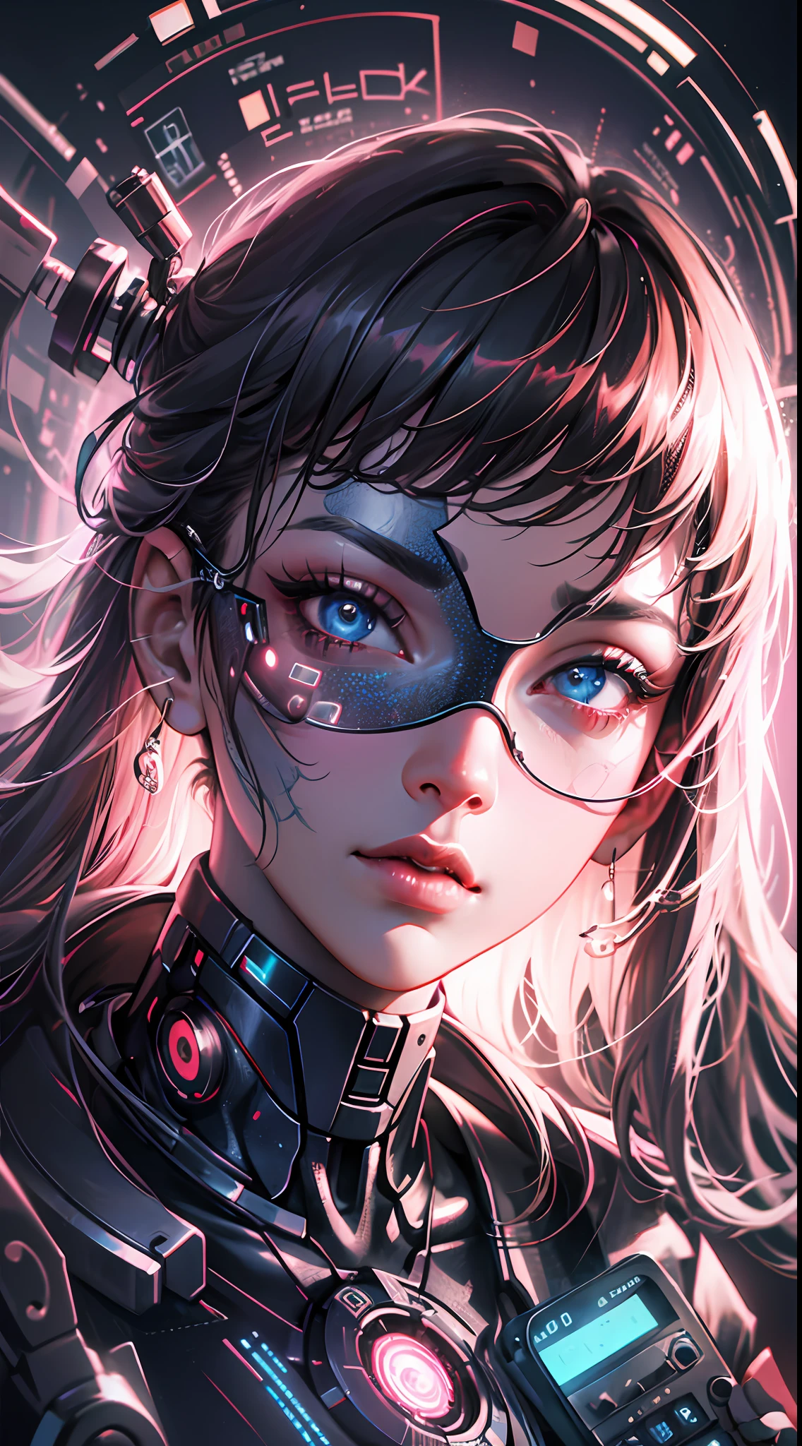 Awesome digital painting (cybernetic cell phone), art station, detailed, intricate, matte, digital art, hd, 8k, beautiful, high quality, portrait, cyborg, cinematic 8k