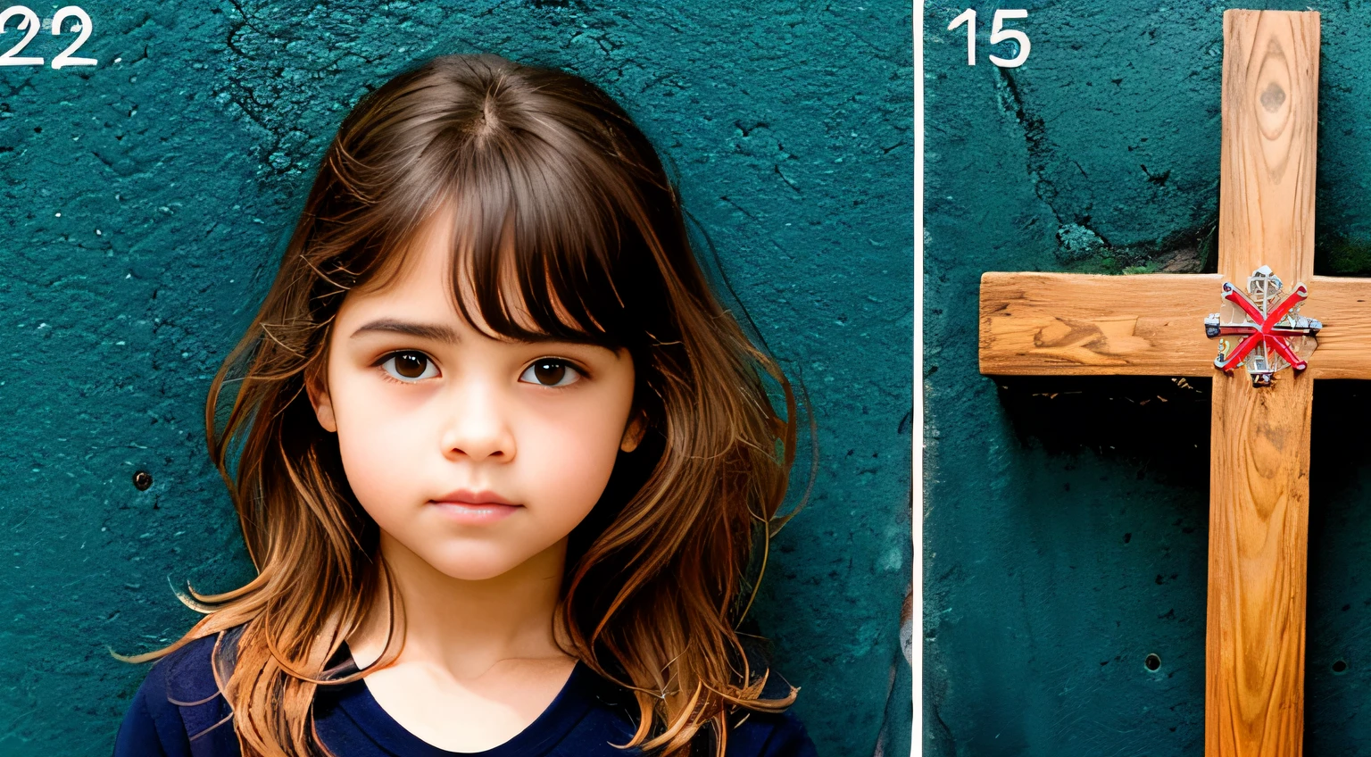 MENINA LOIRA 10 ANOS, cabelos LOIROS muito longos, uma cruz , retrato, foto de zoom detalhada, Crucifixo, Cruzes, cruz, neon cross.
