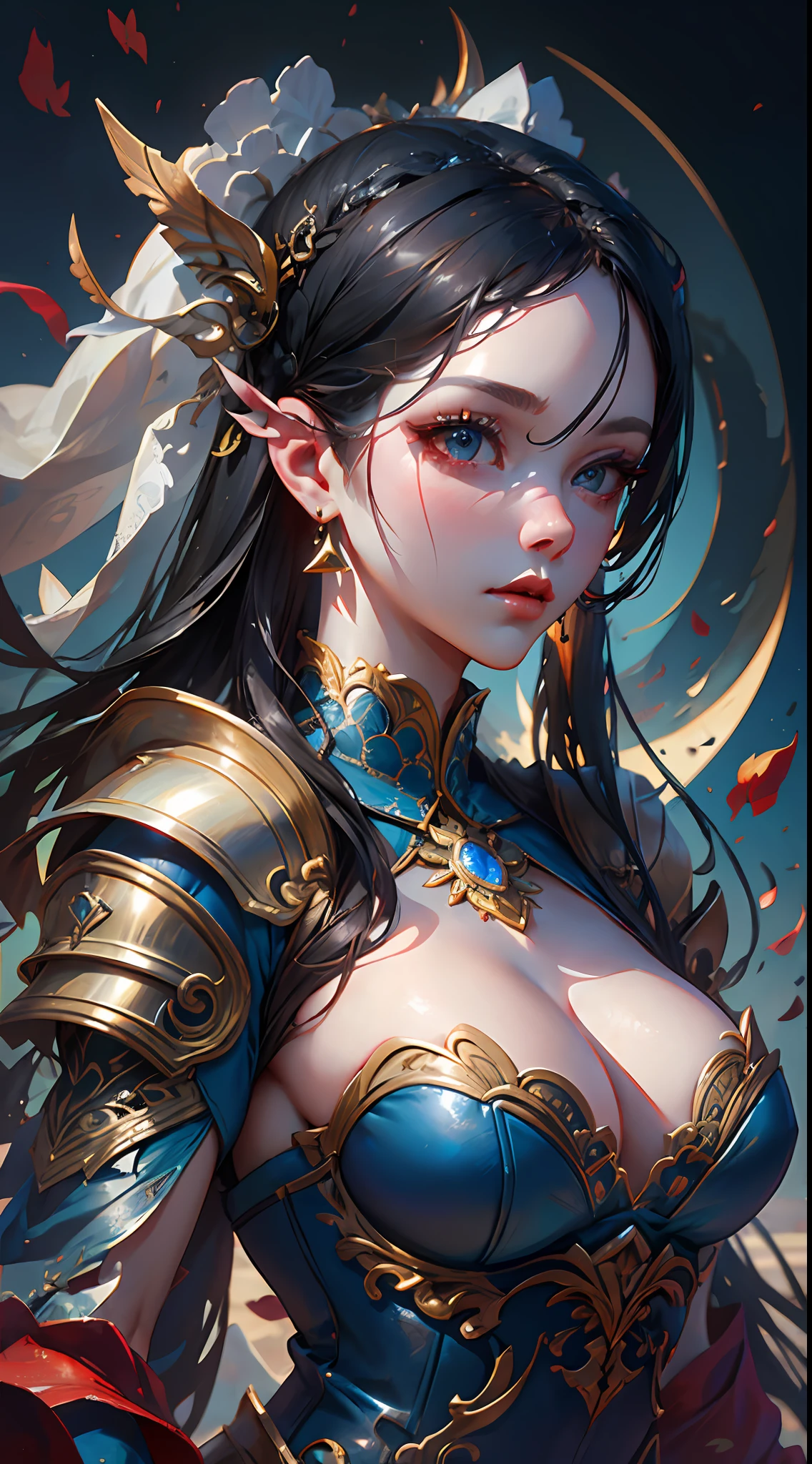 a close up of a woman in a women in a silver and red dress, chengwei pan on artstation, by Yang J, detailed fantasy art, stunning character art, fanart best artstation, epic exquisite character art, beautiful armor, extremely detailed artgerm, detailed digital 动漫艺术, artstation pixiv 上的 artgerm, armor girl