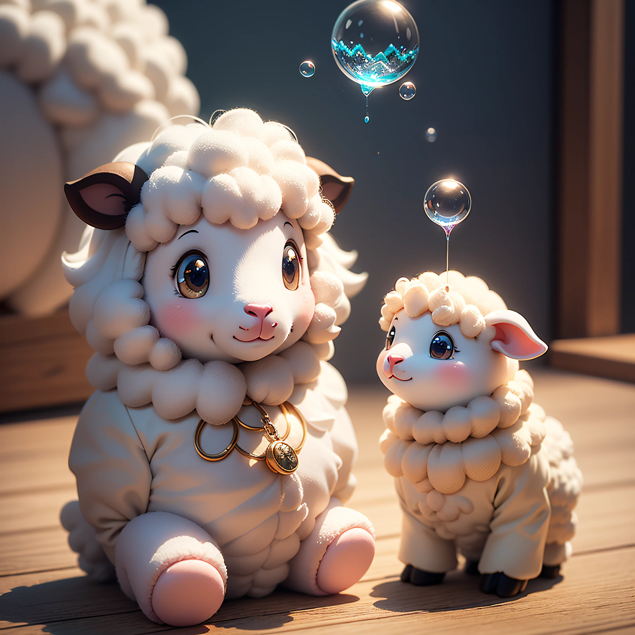 Bubble Matt style cute little sheep，cartoonish style，softcolors，a blind box toy，Delicate gloss，oc rendered，uhdr，C4D --auto