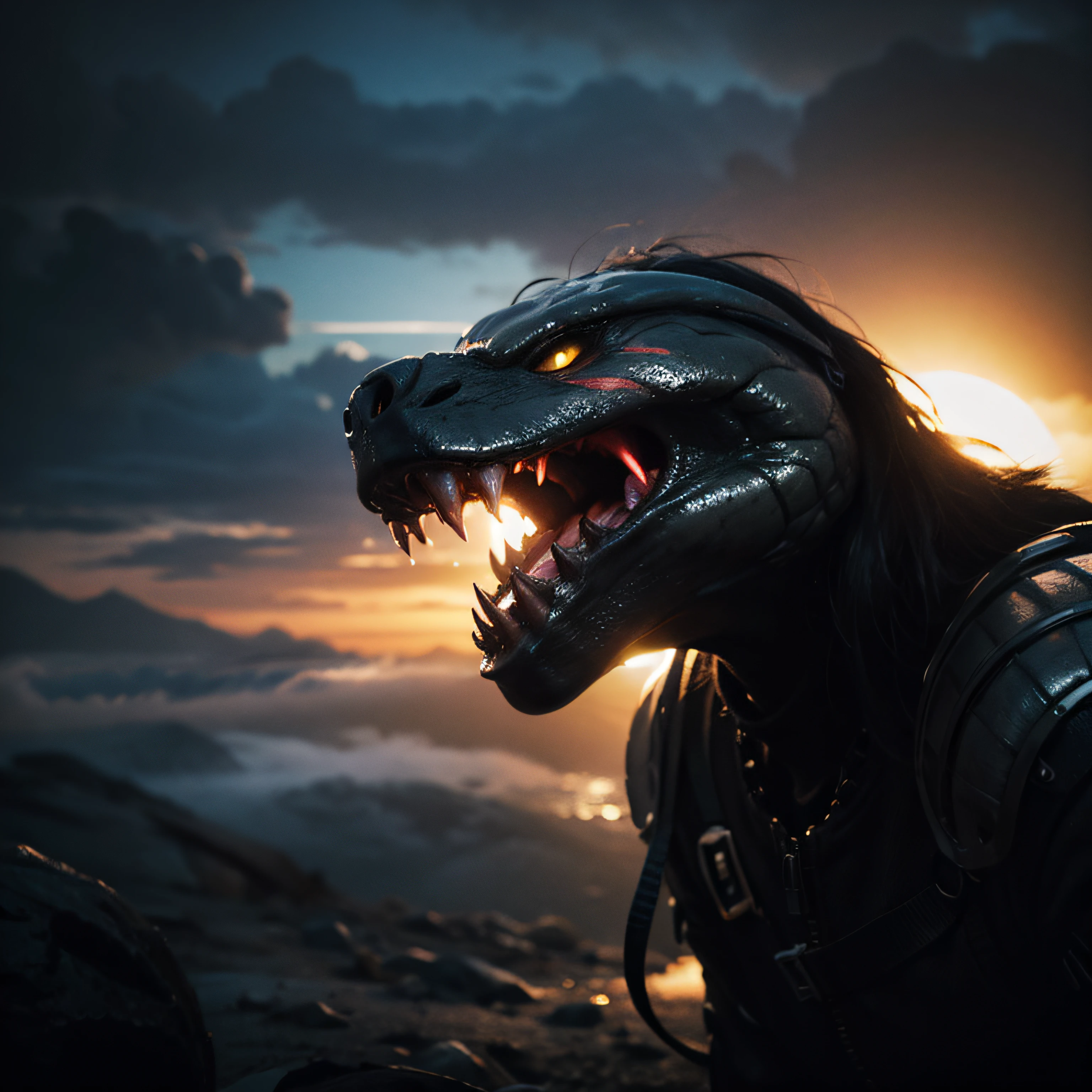 Predator, epic, hdr, hyperdetailed, cinematic, soft colors, foggy bg