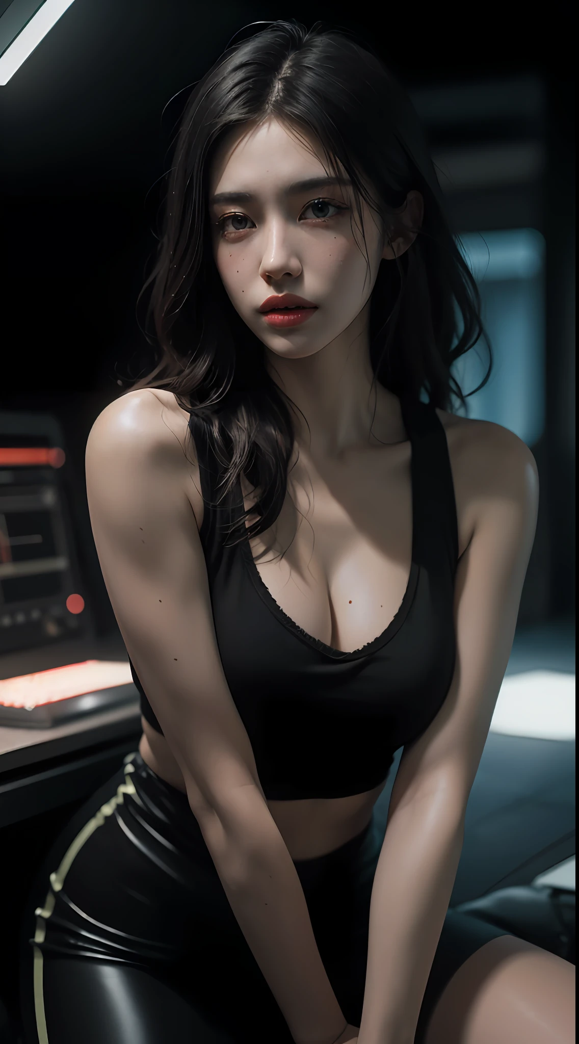((Best quality)), ((masterpiece)), (detailed:1.4), 3D, an image of a beautiful cyberpunk female,HDR (High Dynamic Range),Ray Tracing,NVIDIA RTX,Super-Resolution,Unreal 5,Subsurface scattering,PBR Texturing,Post-processing,Anisotropic Filtering,Depth-of-field,Maximum clarity and sharpness,Multi-layered textures,Albedo and Specular maps,Surface shading,Accurate simulation of light-material interaction,Perfect proportions,Octane Render,Two-tone lighting,Wide aperture,Low ISO,White balance,Rule of thirds,8K RAW,