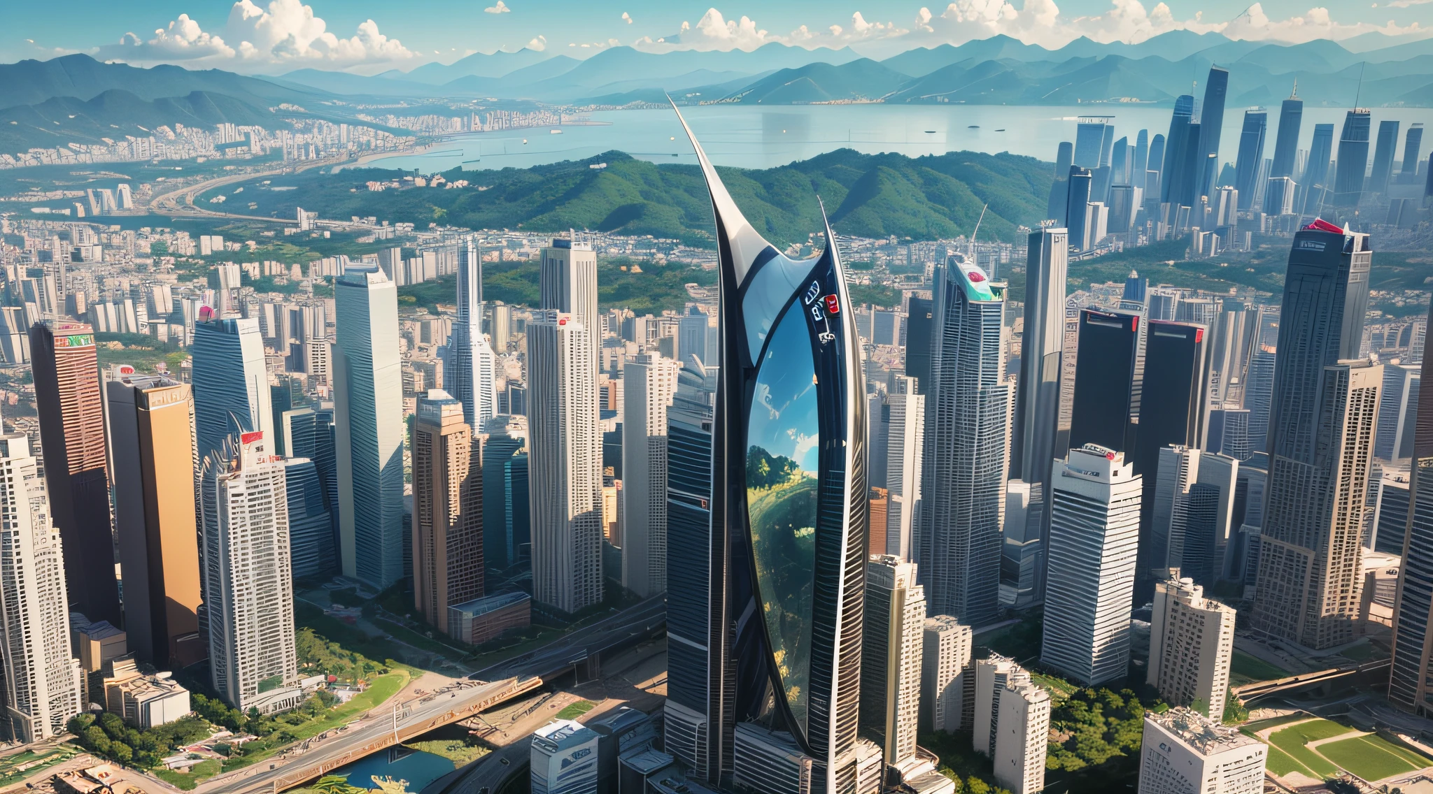 imagine como seria a cidade de Guarulhos, São Paulo in 70 years in the future, no ano de 2100, cybecidade.