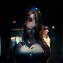 (Best quality, 8k, Masterpiece :1.3)), Sharp focus :1.2, A pretty woman with perfect figure :1.4, Slender abs :1.2, ((Dark brown hair, Big breasts :1.2)), (White button up long shirt :1.1), City street:1.2, Highly detailed face and skin texture, Detailed eyes, Double eyelid