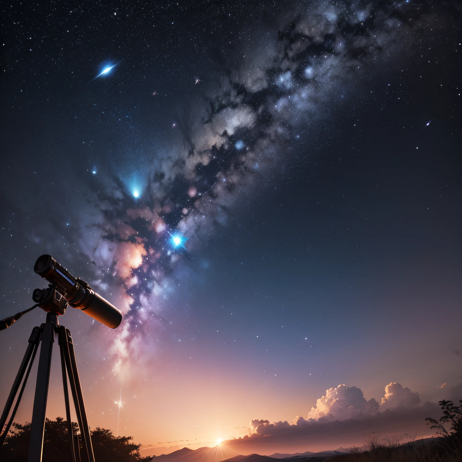 Create a beautiful design of shooting stars in the starry night sky. --auto