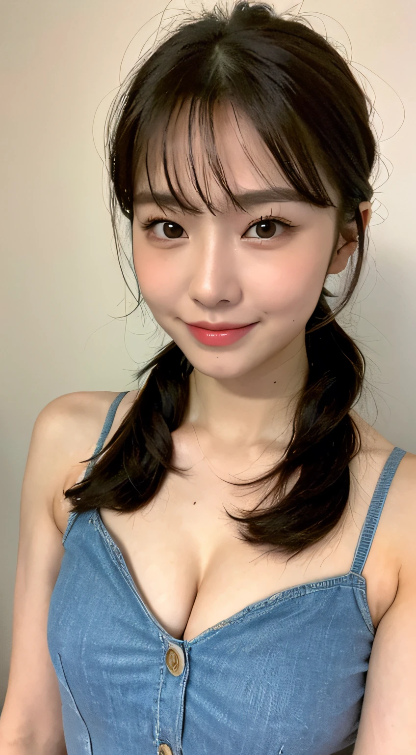 ((Best picture quality, 8K, a masterpiece of:1.3)), 1girl huge large breasts, Beautiful woman with slender abs:1.3, (Casual hairstyle, :1.2), Sexy dress，Ultra-fine face, detailed eye, 双眼皮，smil,Take pictures in cute poses，The figure is very bad，tiny small waist，A big-breasted，Close-up，Close-up chest，White-skinned，beautiful in the background