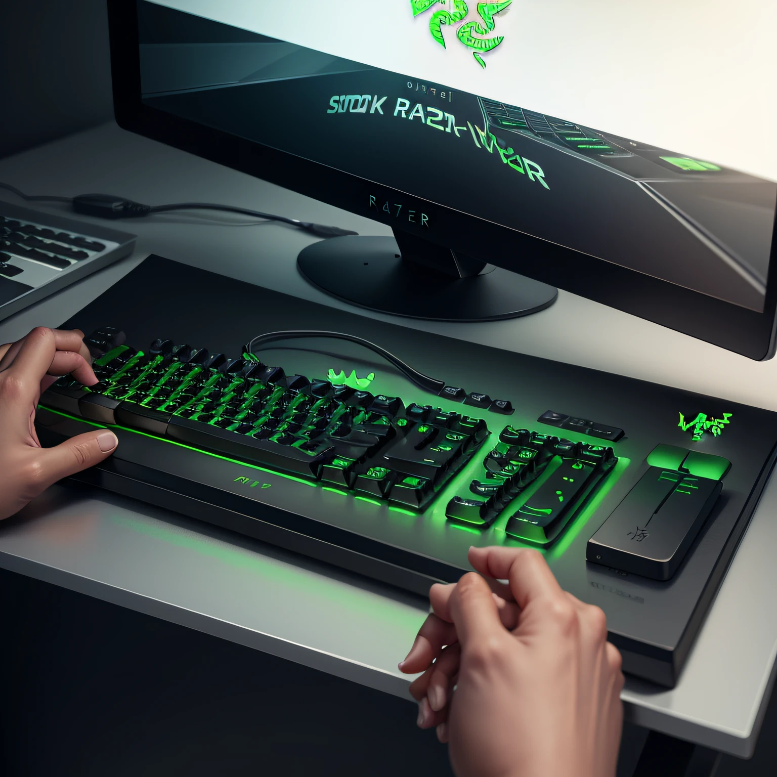 Gaming、a backdrop of、wall-paper、Cool、reddish、greenary、Razer、line、Stripes --auto