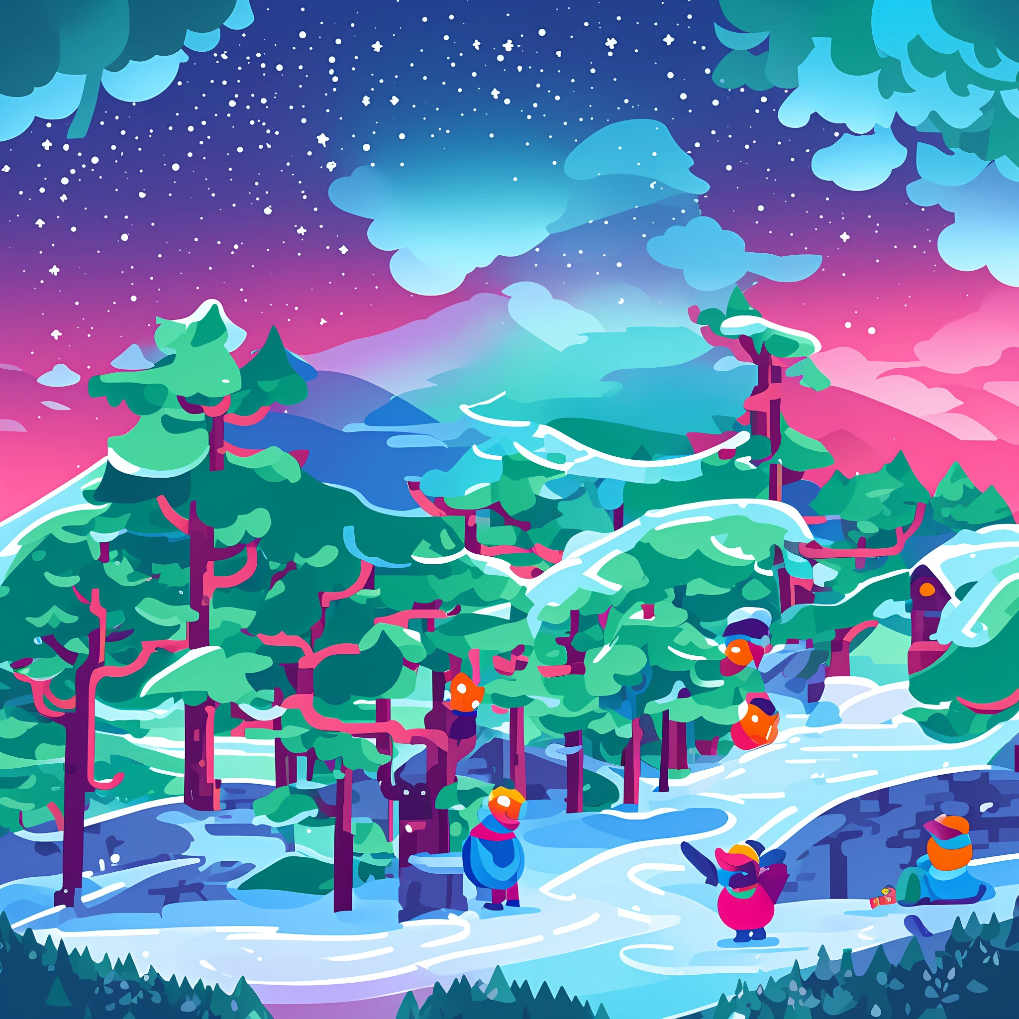 a spruice tree in a winter landscape, tshirt design, rzminjourney, vector-art --auto