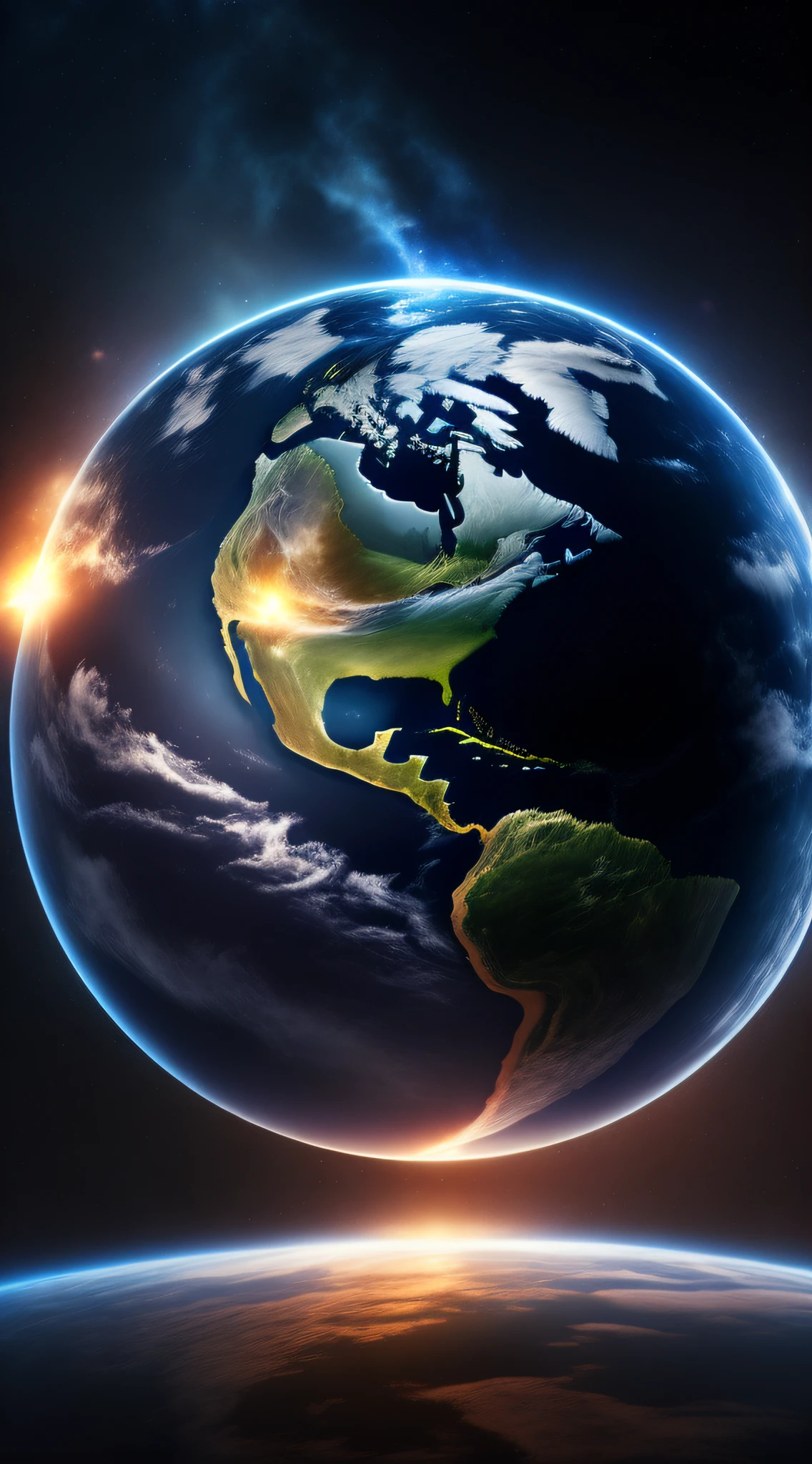 melhor qualidade, arte vetorial, lifelike lighting, planet Earth as seen from outer space.