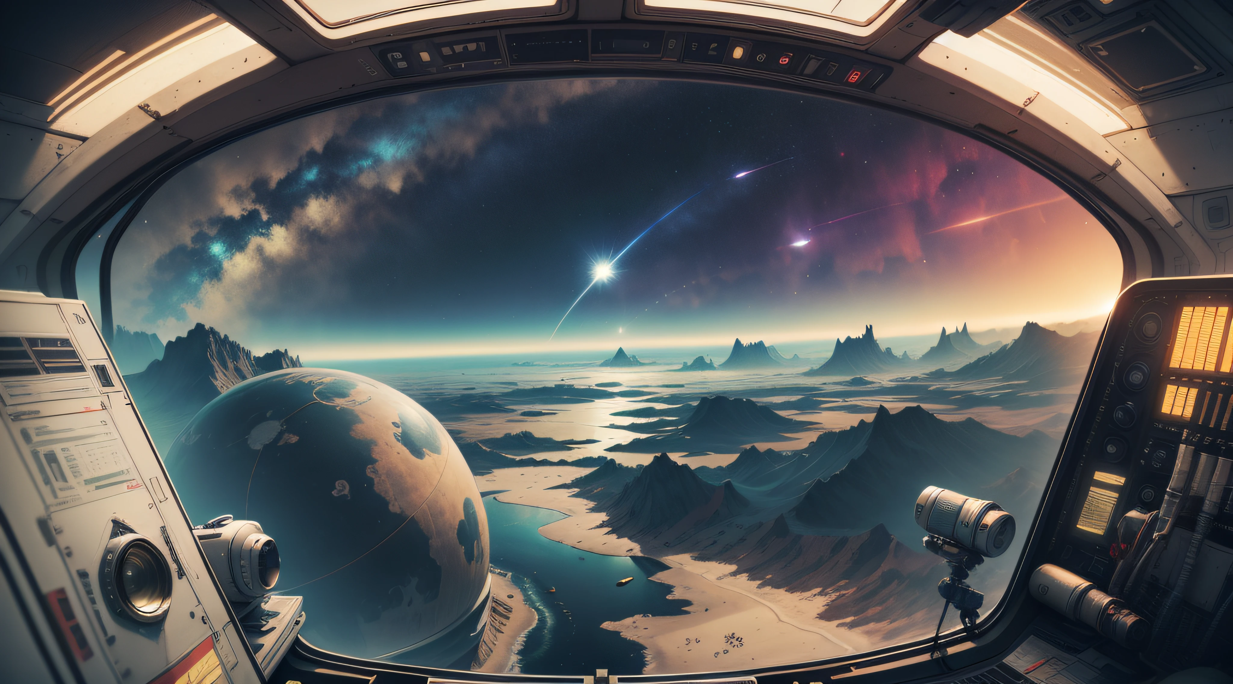 view from the cabin of the spacecraft No Man's sky looking like Elite Dangerous, photo taken by Justin Minns