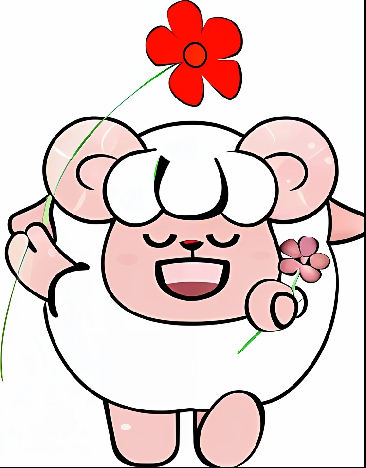 There is a flower on the head,Cartoon sheep with a flower on its head, maplestory mouse, cute mouse pokemon, shirabii, style of cute pokemon, inspired by Kanbun Master, bread type pokemon, character art of maple story, adorable digital art, flowercore, pokemon art style, fleurfurr, illustration pokemon, flowey, Cute detailed digital art --auto