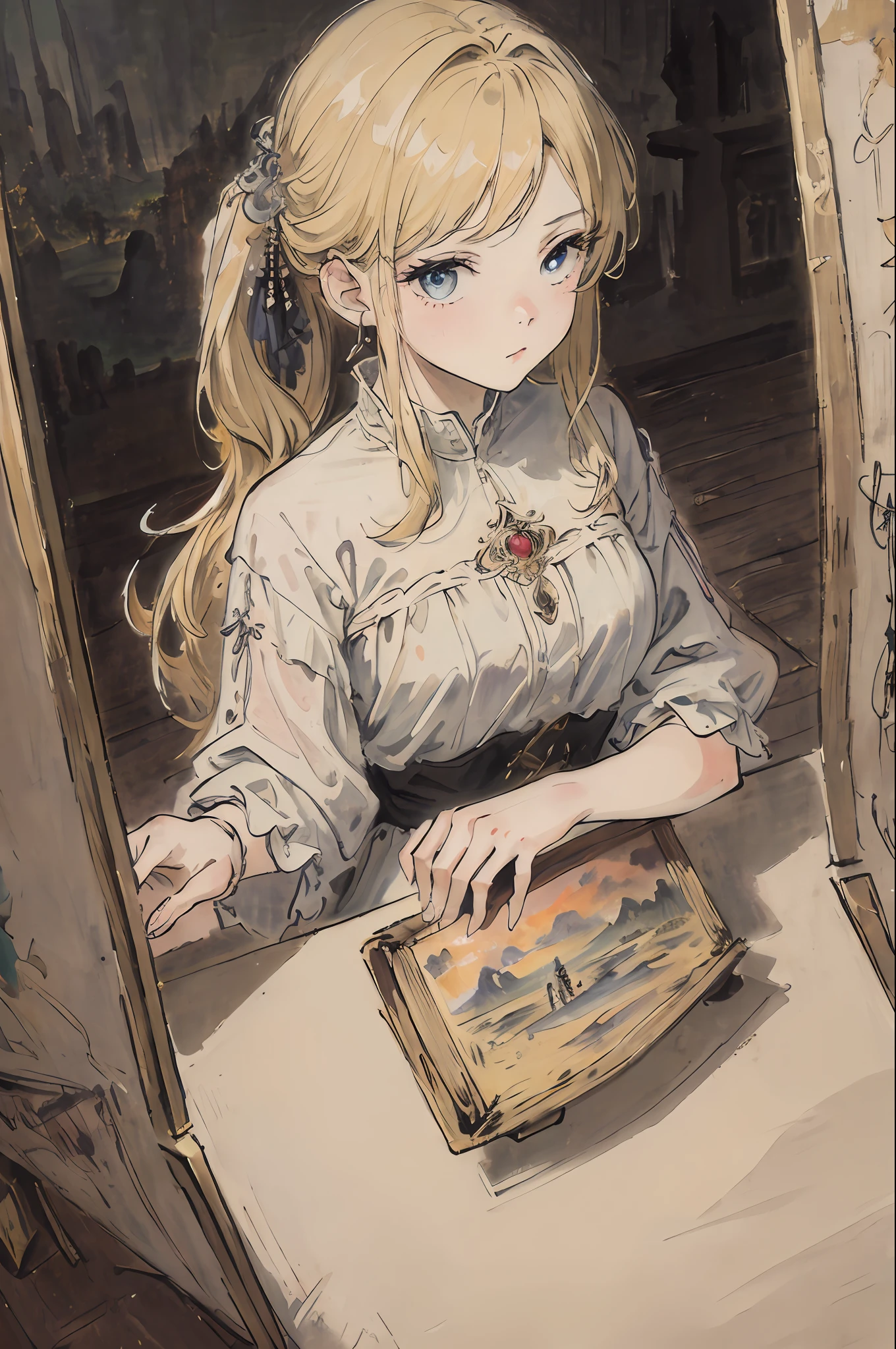 Masterpiece, top quality, very delicate and beautiful girl, very delicate and beautiful, world masterpiece theater, super definition, top quality, blonde, high res, very elaborate, girl, top quality, illustration, look at the viewer people, impasto, canvas, oil painting, realism, realistic