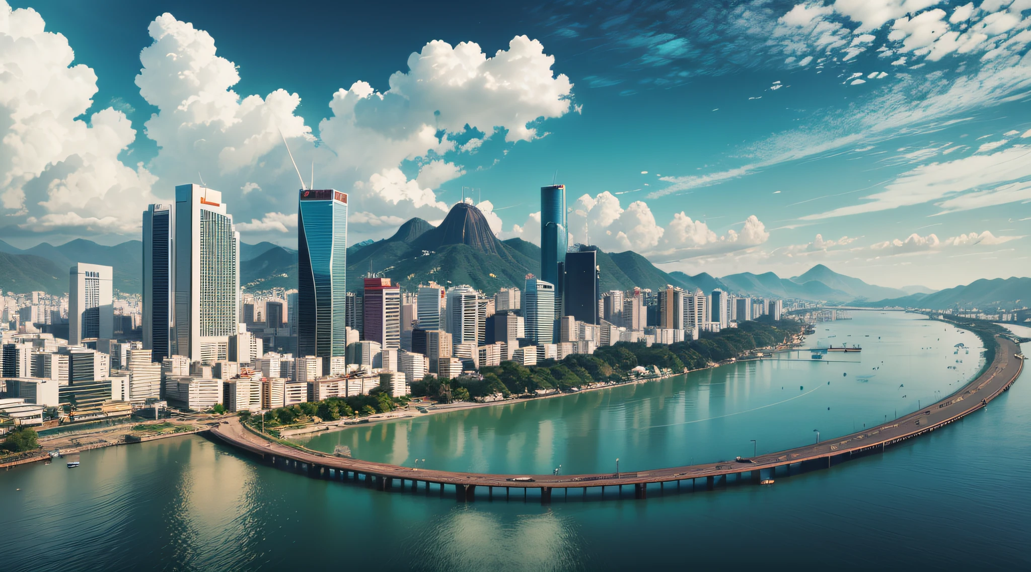 imagine como seria a cidade de Porto Alegre, Rio Grande do Sul daqui a 77 anos no futuro, no ano de 2100, com tecnologia de alto nivel cybecidade.