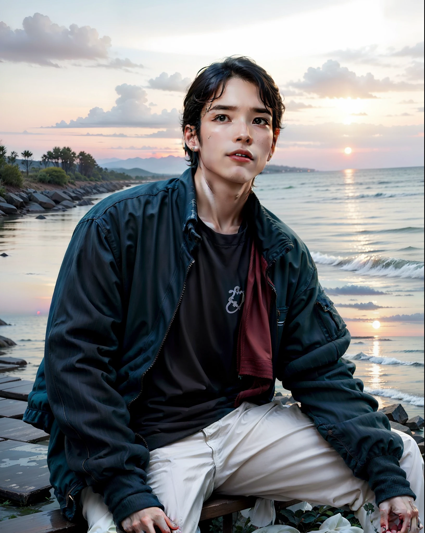 Men and sunset