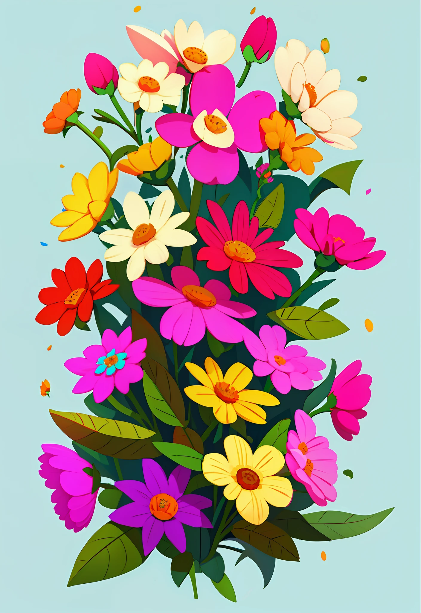 Hermosas Flores de todos los colores en toda la imagen