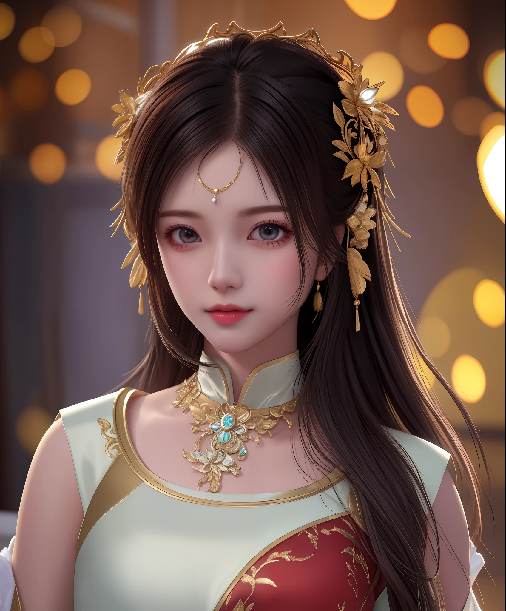best quality, masterpiece, highres, 1girl,china dress,hair ornament,necklace, jewelry,Beautiful face,upon_body, tyndall effect,photorealistic, dark studio, rim lighting, two tone lighting,(high detailed skin:1.2), 8k uhd, dslr, soft lighting, high quality, volumetric lighting, candid, Photograph, high resolution, 4k, 8k, Bokeh,