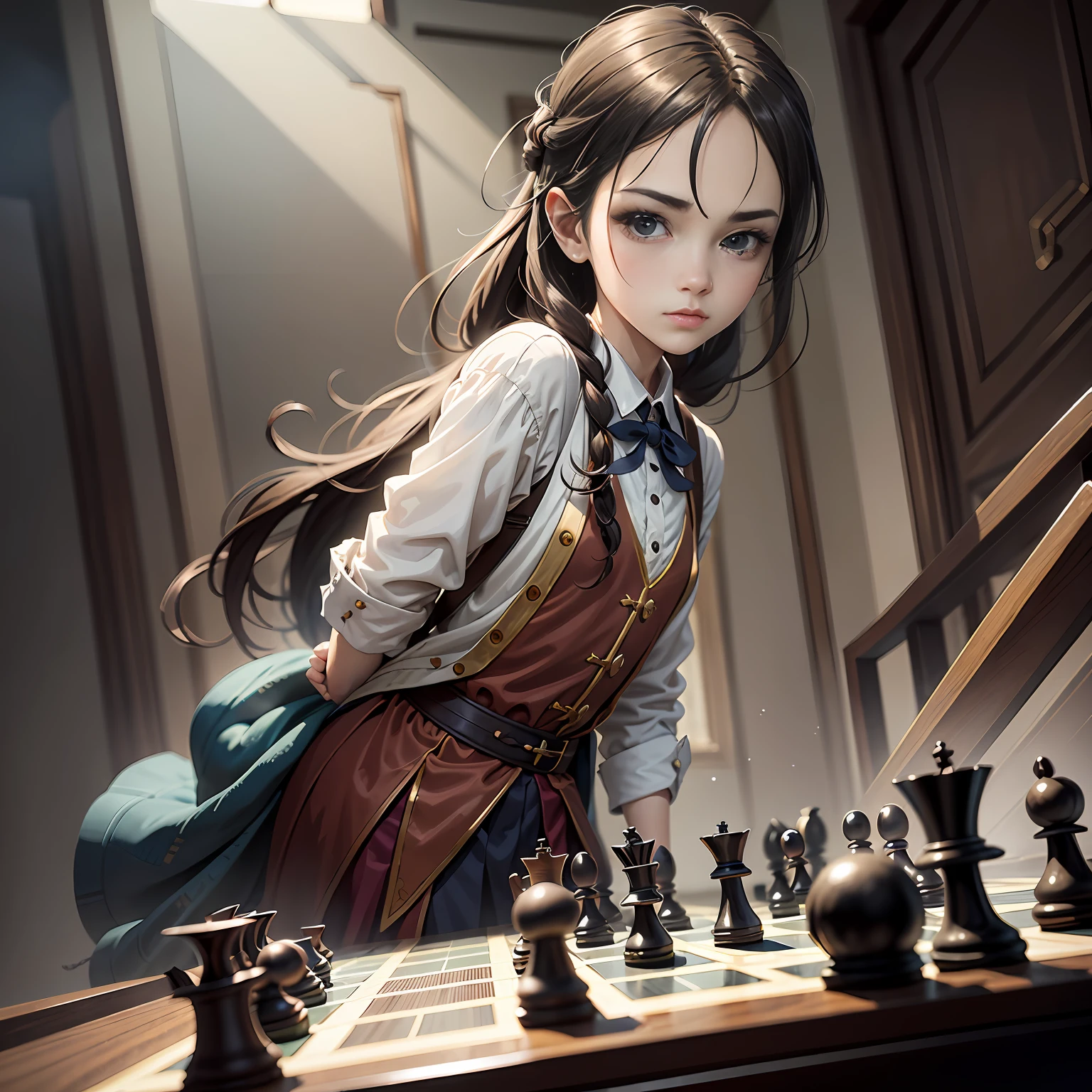 egirl blur hair playing chess game --auto