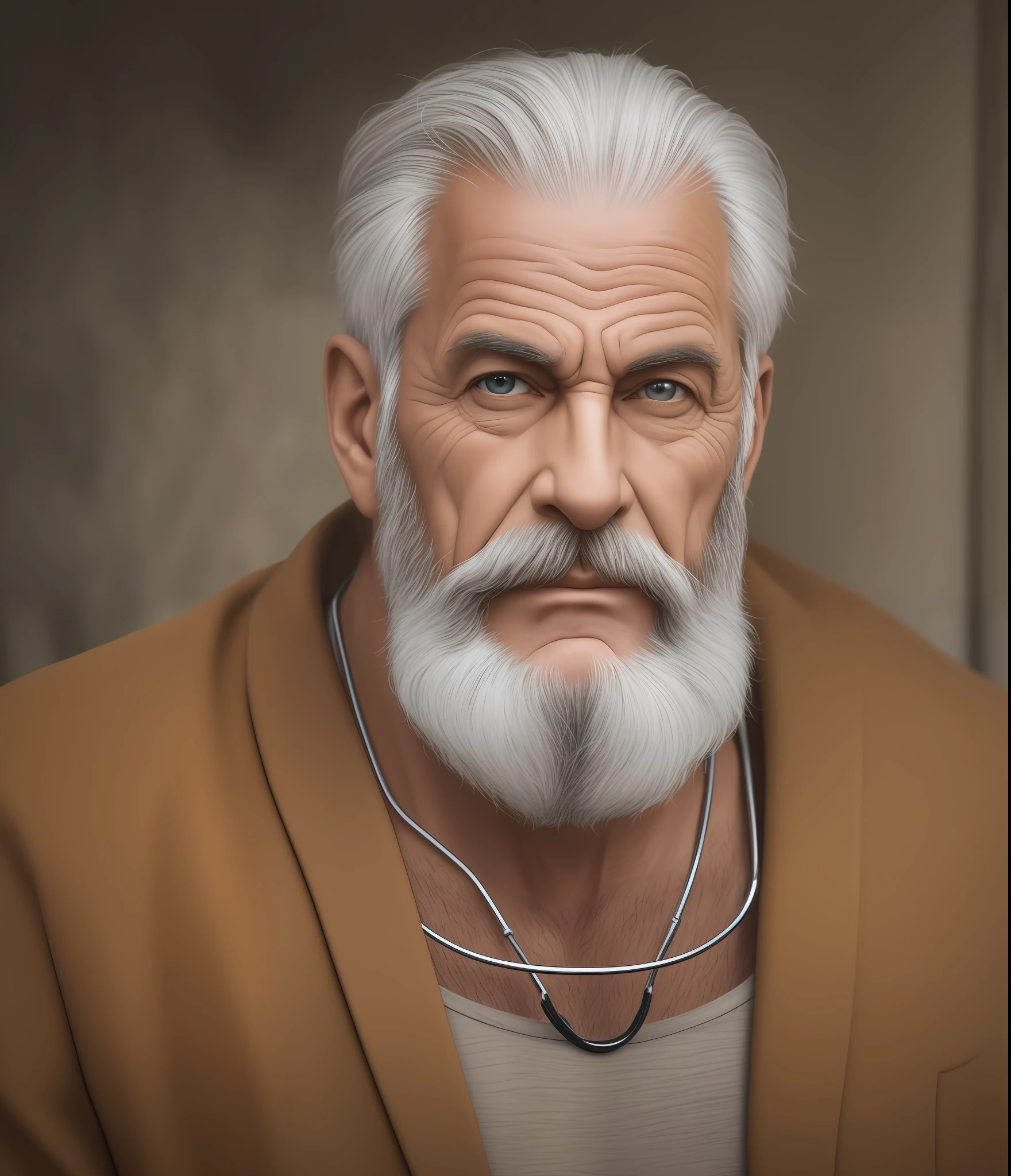 hiper realista 4k, 60-year-old wise and masculine man, forte, sentado em uma cadeira, psychologist, Philosophical Height: 2000px width: 2000px --auto --s2