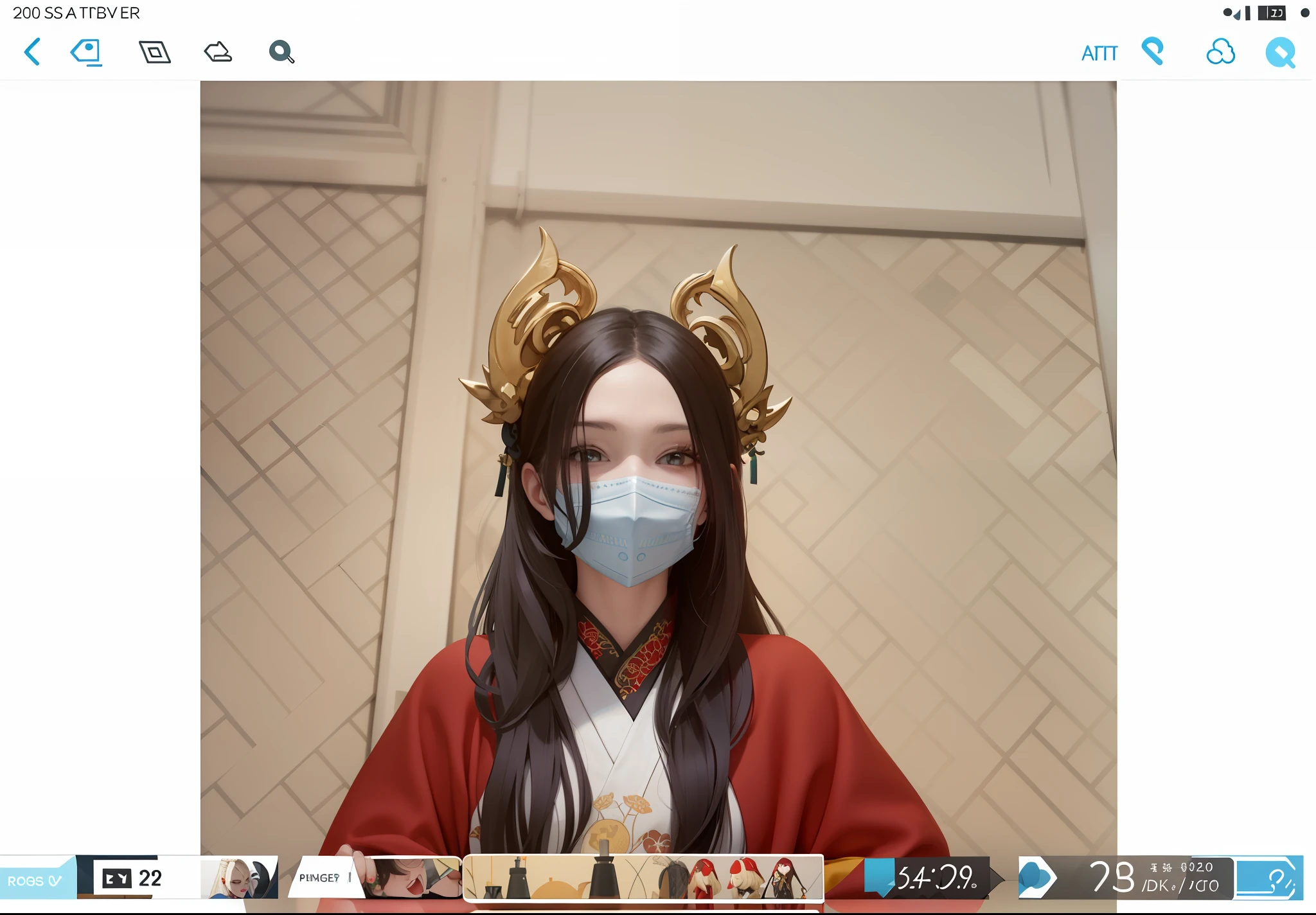 arafed woman wearing a mask and a red coat is wearing a mask, trending on cgstation, trending at cgstation, Guviz, Guviz-style artwork, royal palace ， A girl in Hanfu, pixiv 3dcg, kanliu666, Hanfu, 8K)), Artgerm and Atey Ghailan
