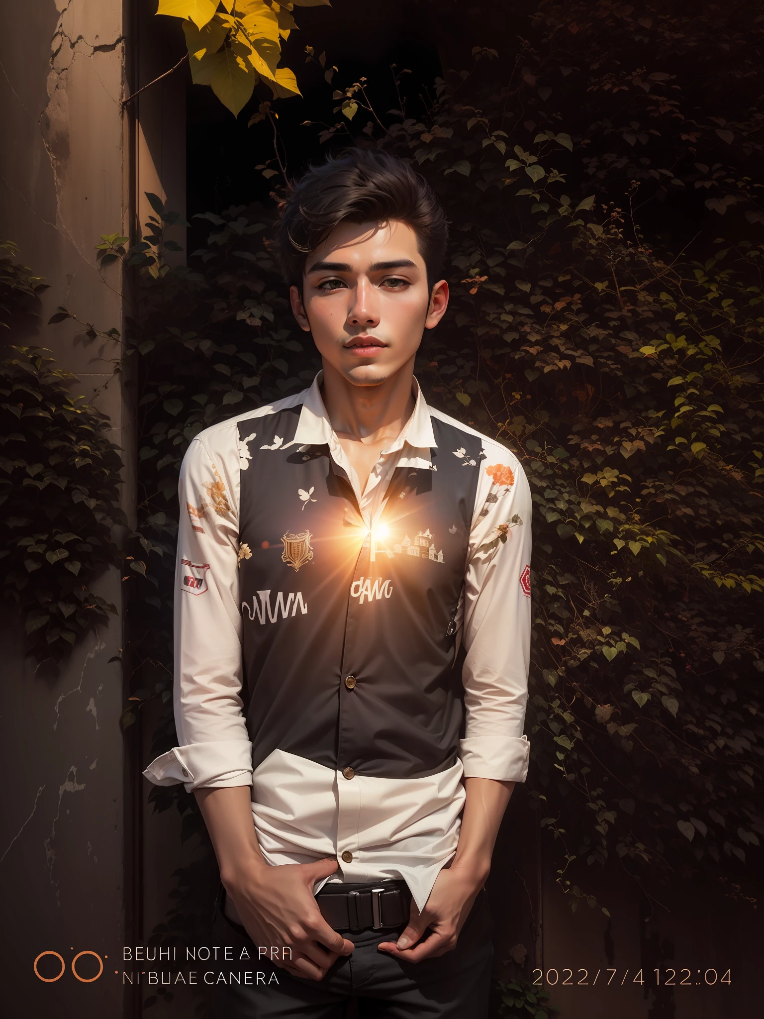 Change this picture background to a building, sunset,handsome boy