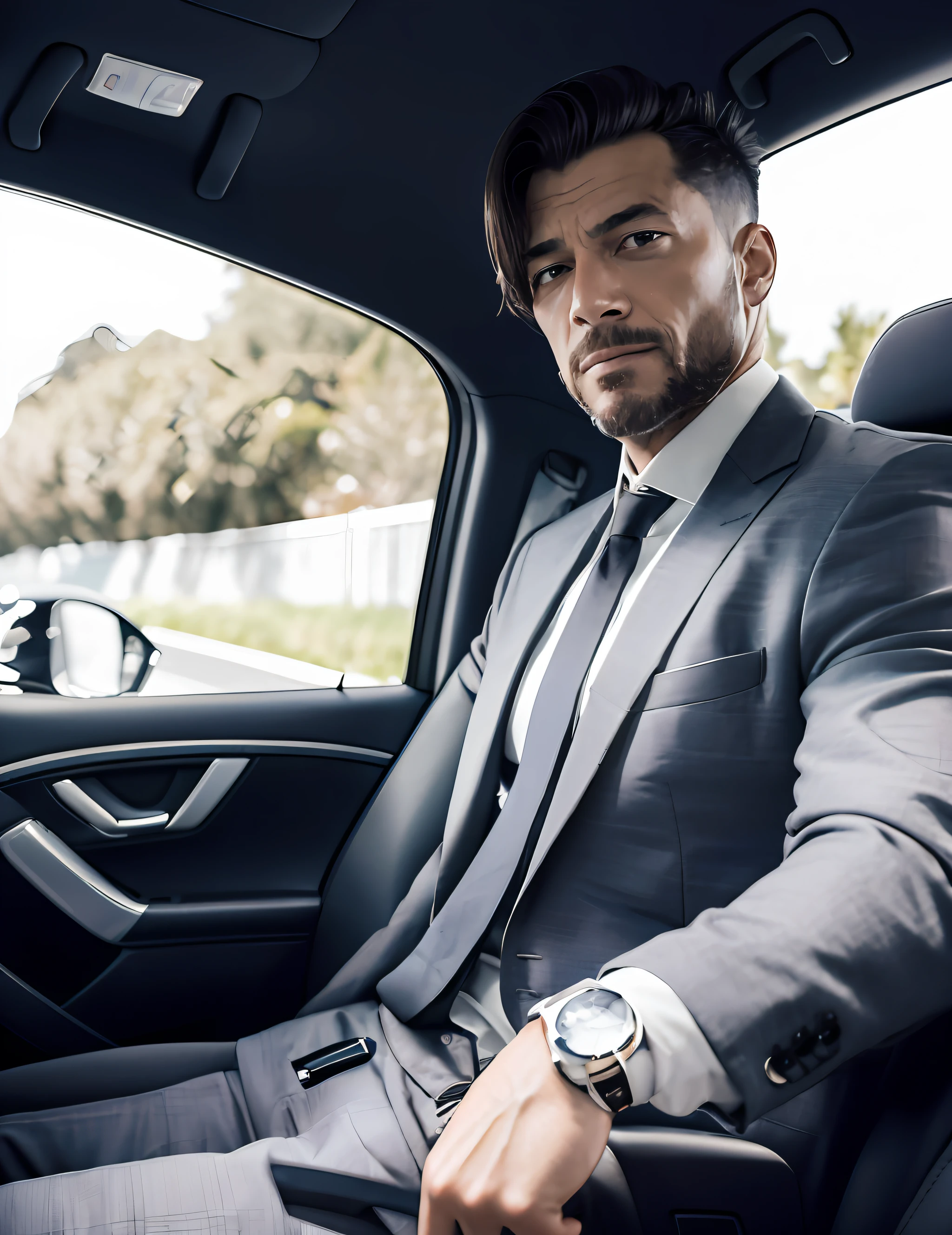 Homem ao lado de um carro de luxo