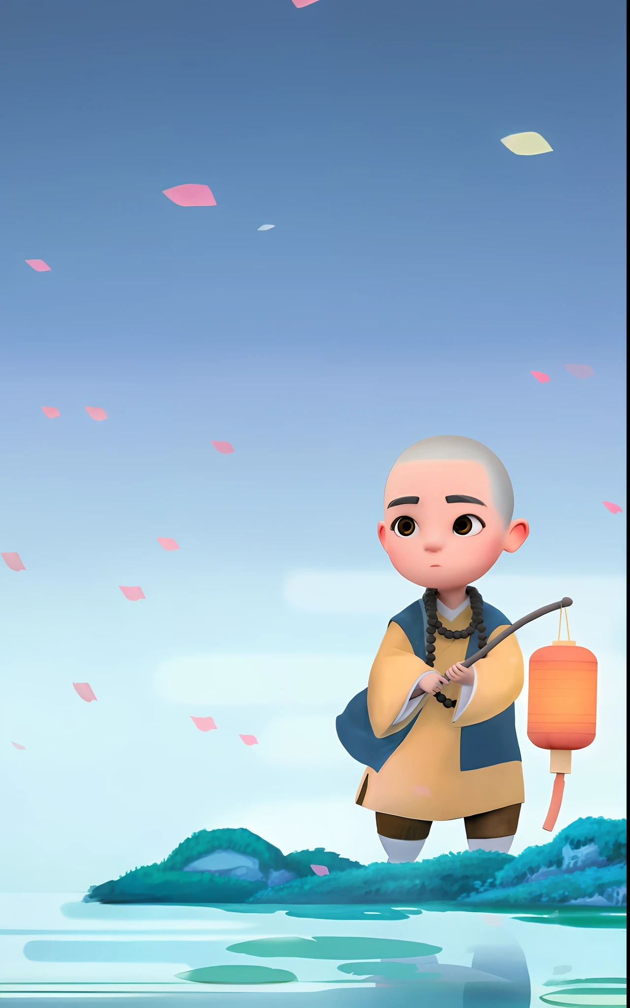 a close up of a cartoon character holding a stick, author:Qu Leilei, inspired by Zhao Mengfu, inspired by Lü Ji, inspired by Qu Leilei, Inspired by Seki Dosheng, animated movie still, Inspired by Cao Zhibai, inspired by Xia Gui, animation style render, inspired by Chen Daofu, animated movie still, Animated Movies