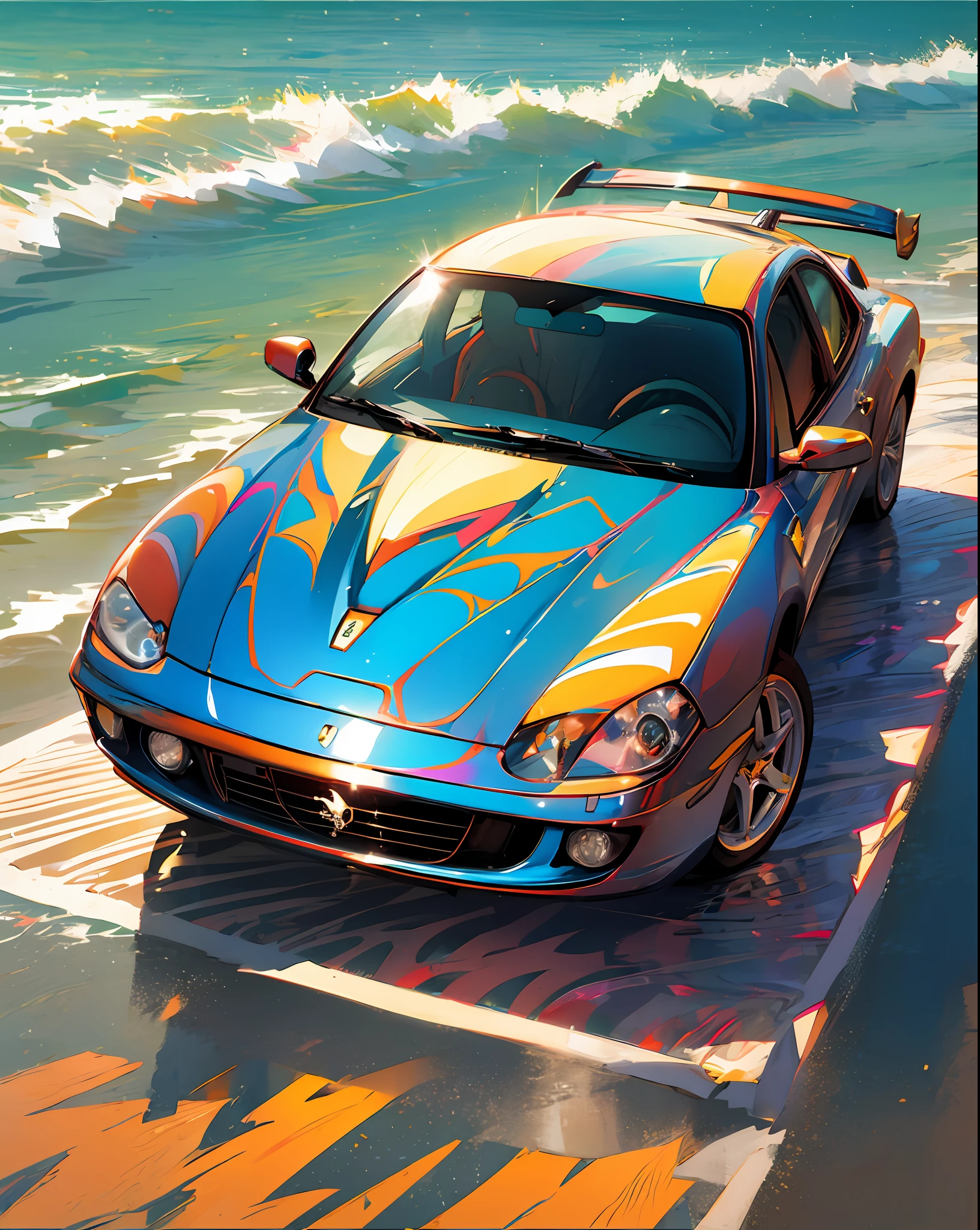 Ferrari on the beach --auto --s2