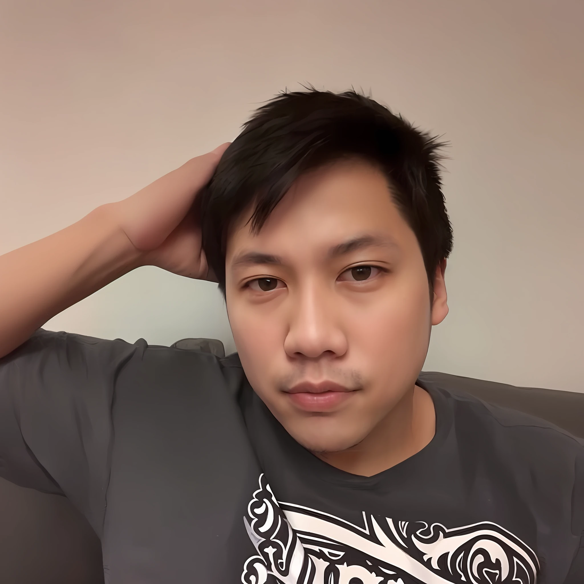 there is a man sitting on a couch with a remote control, headshot profile picture, 2 7 years old, john jude palencar, 2 8 years old, 2 9 years old, 3 2 years old, 38 years old, david luong, damien tran, profile picture 1024px, asian male, halfbody headshot