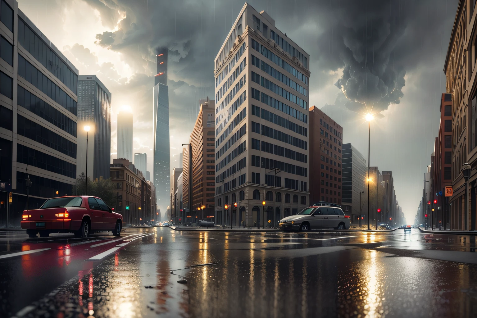 City destroyed by realistic apocalypse 4k --auto