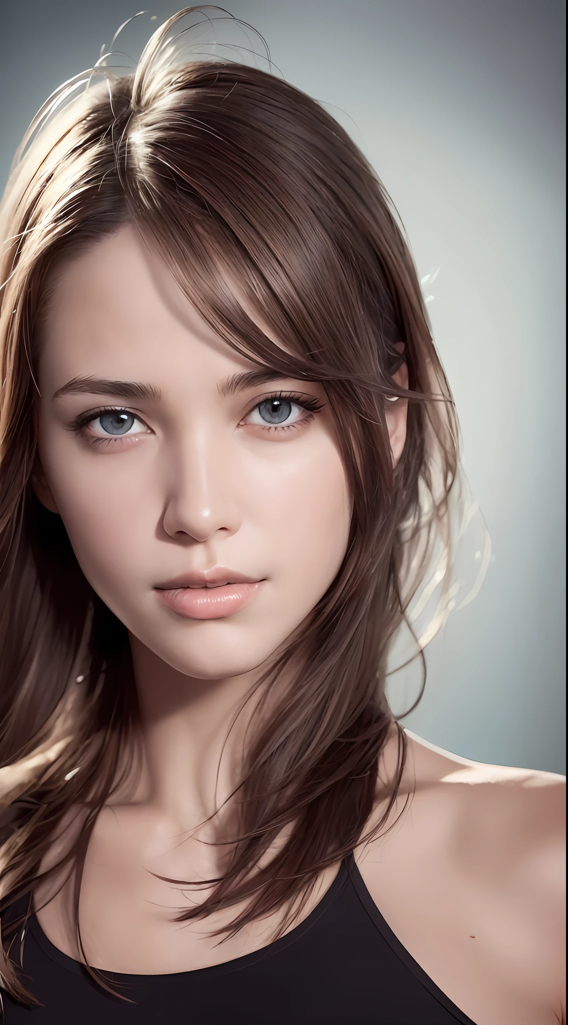 dressed, (photo realistic:1.4), (hyper realistic:1.4), (realistic:1.3), (smoother lighting:1.05), (increase cinematic lighting quality:0.9), 32K, 1girl,20yo girl, realistic lighting, backlighting, light on face, ray trace, (brightening light:1.2), (Increase quality:1.4), (best quality real texture skin:1.4), finely detailed eyes, finely detailed face, finely quality eyes, (tired and sleepy and satisfied:0.0), face closeup, t-shirts, (Increase body line mood:1.1), (Increase skin texture beauty:1.1)