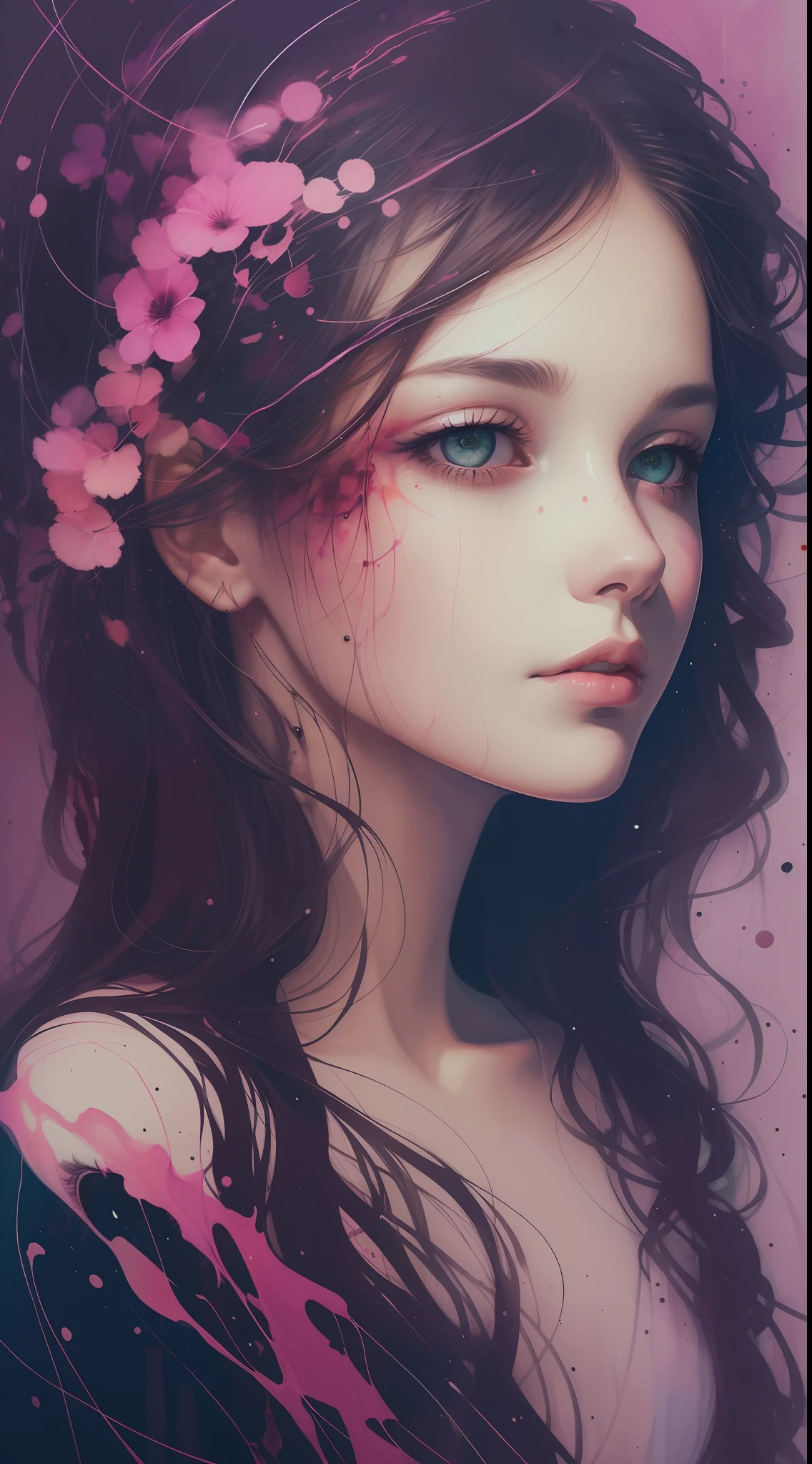 a woman by agnes cecile, luminous design, pastel colours, ink drips, autumn lights