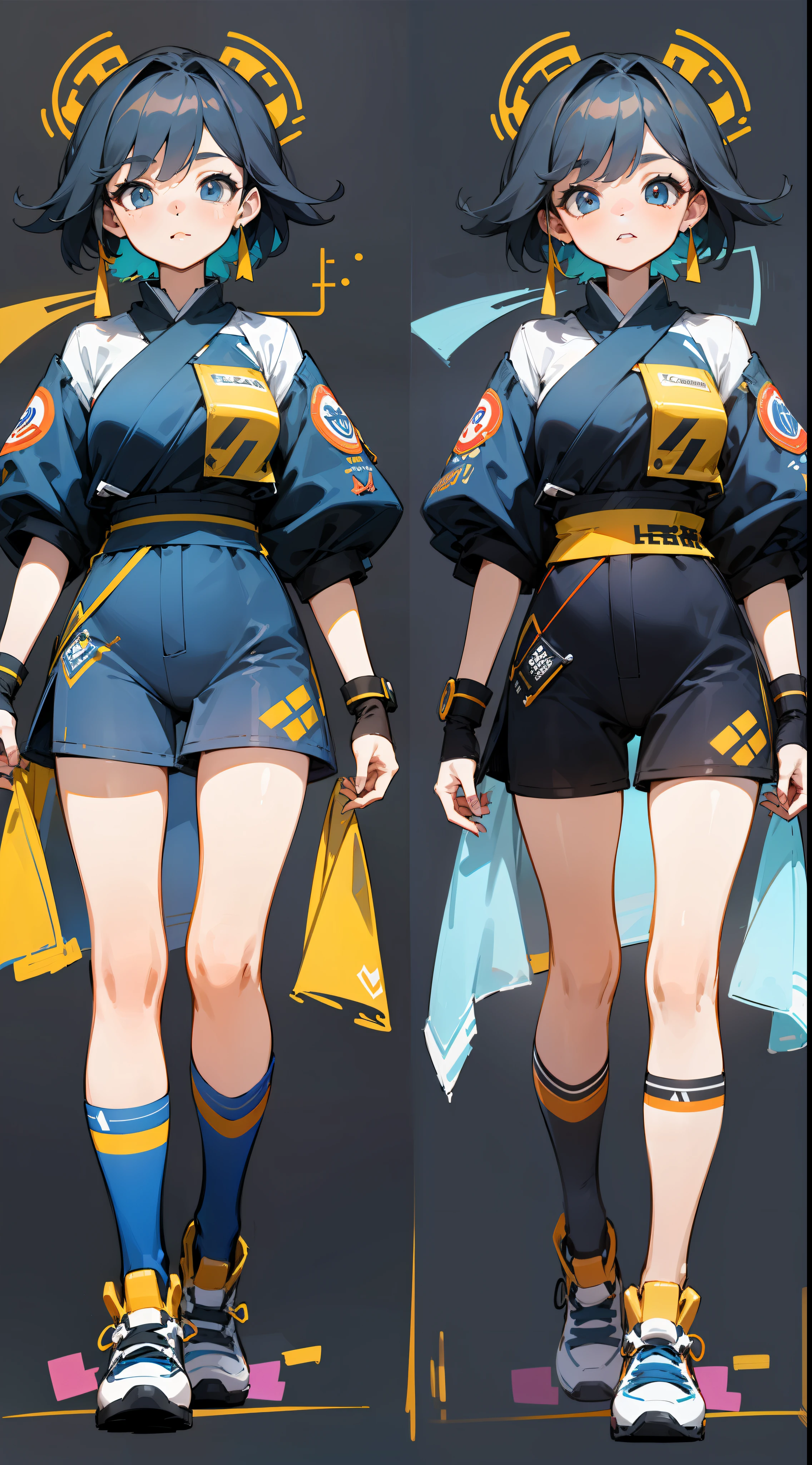Standing Picture All body in The front babes animated characters(1womanl) summer clothing Energetic child detailed full-body concept trending on pixiv simplebackground