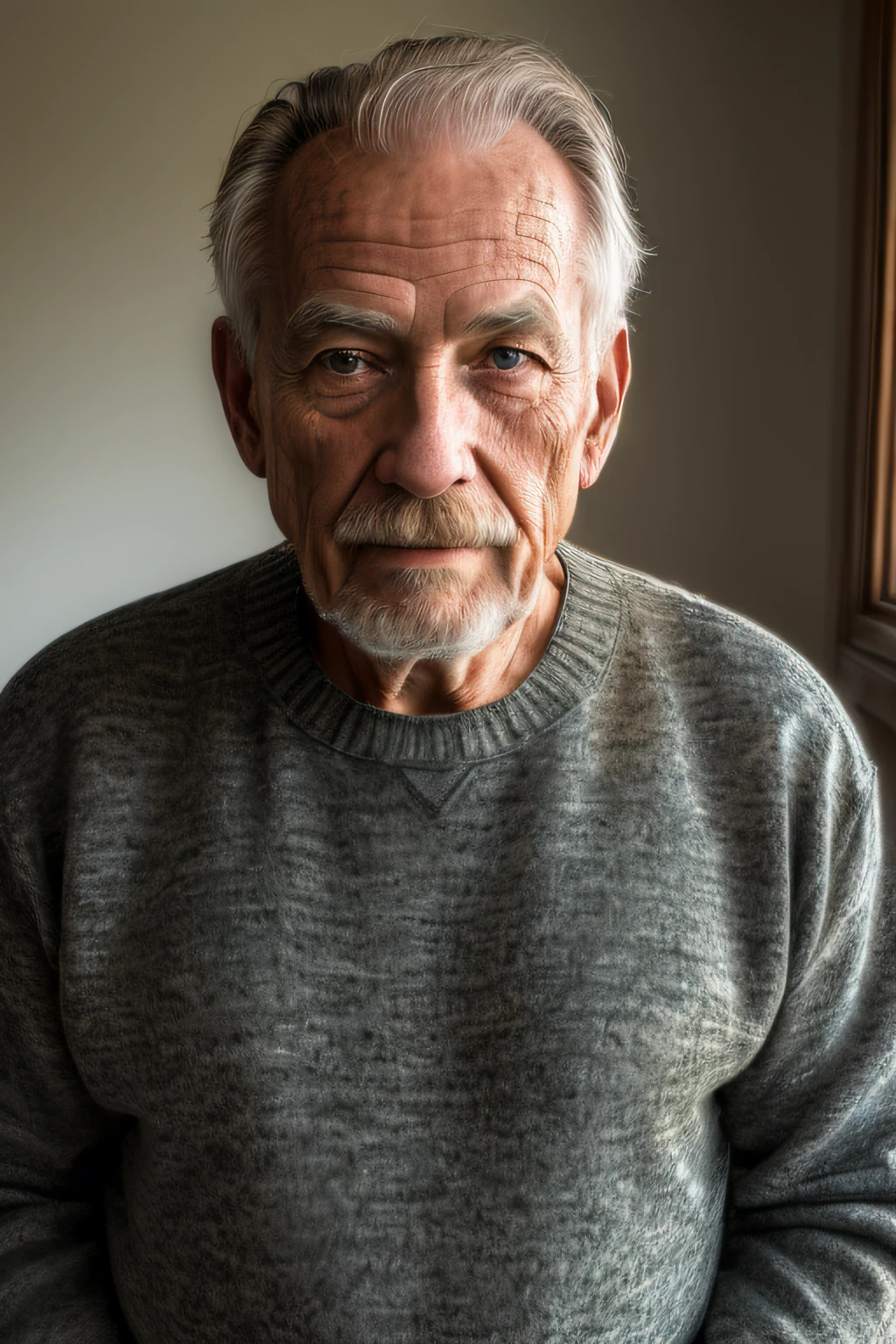 Full-length intensely frightened man in an armchair, his expression full of dread, Mirrorless, Sony A7III, 50mm f/1.4 lens, Shutter Speed 1/125, iso 800, 6K, Lighting Harsh spotlight, Color Palette Moody Colors
