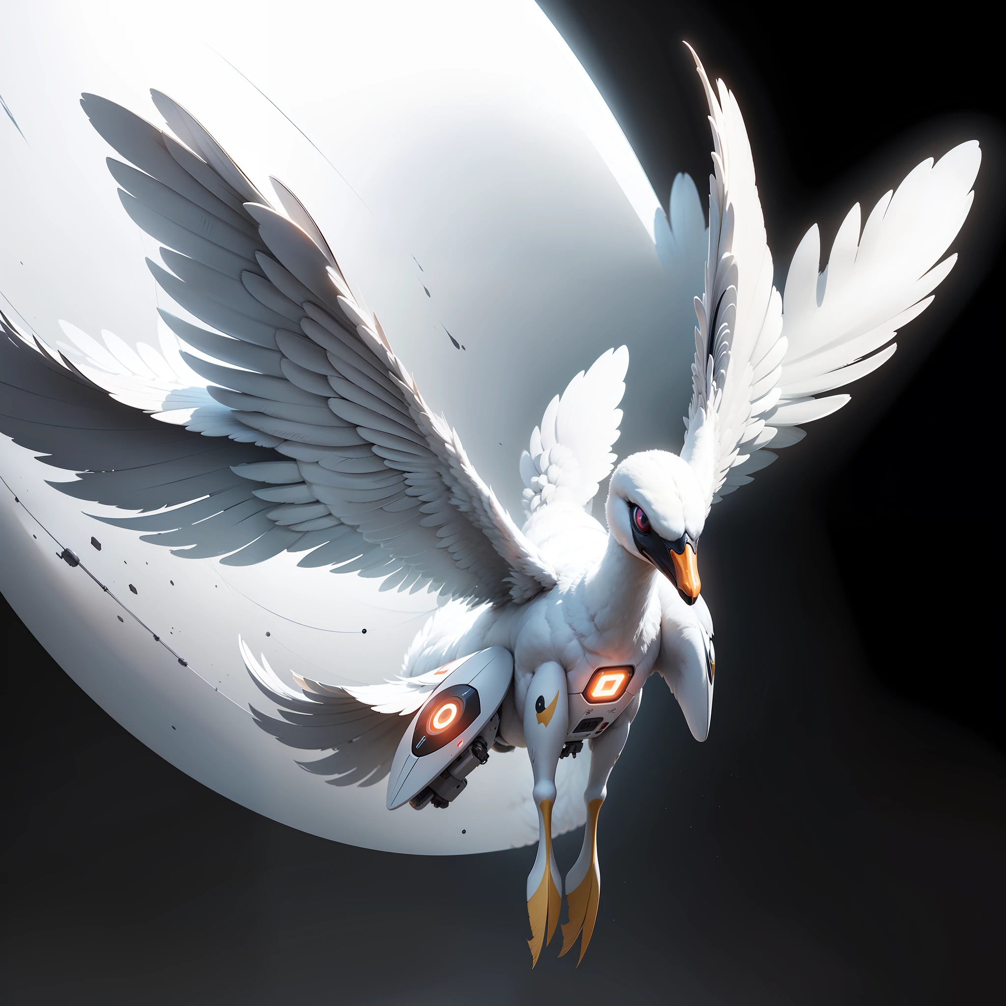 The Nano-Swan Drone is a marvel of advanced technology, combining the grace of a swan with the precision of nanotechnology. It is a small, sleek drone with a streamlined body resembling the elegant form of a swan in flight. The drone is constructed from lightweight, metallic materials, allowing for swift and agile movements.
Its wings, crafted with intricate detail, are made of ultra-thin yet durable nano-fibers. These wings possess the ability to morph and reshape, adapting to the drone's immediate needs. They can expand to catch air currents for gliding or fold tightly against its body for rapid, agile maneuvers.
The Nano-Swan Drone's head features a streamlined design with a pair of large, piercing sensor eyes that glow with a soft, cyan light. These sensors provide advanced visual capabilities, allowing the drone to scan its surroundings and track targets with remarkable precision.
Strategically positioned on the drone's body are a series of micro-thrusters that emit a faint blue propulsion glow. These thrusters provide the necessary propulsion for the drone to navigate through various environments, whether it be open skies, narrow corridors, or complex obstacles.
Mounted beneath the drone's body are a set of retractable nano-talons, sharp and agile enough to grasp objects with delicate precision or defend against threats when necessary. These talons are capable of extending and retracting swiftly, allowing the Nano-Swan Drone to adapt to different situations on the fly.
Overall, the Nano-Swan Drone exemplifies the seamless fusion of nature-inspired design and advanced technology. Its elegant appearance, coupled with its exceptional maneuverability and versatile capabilities, make it an impressive and eye-catching subject. --auto