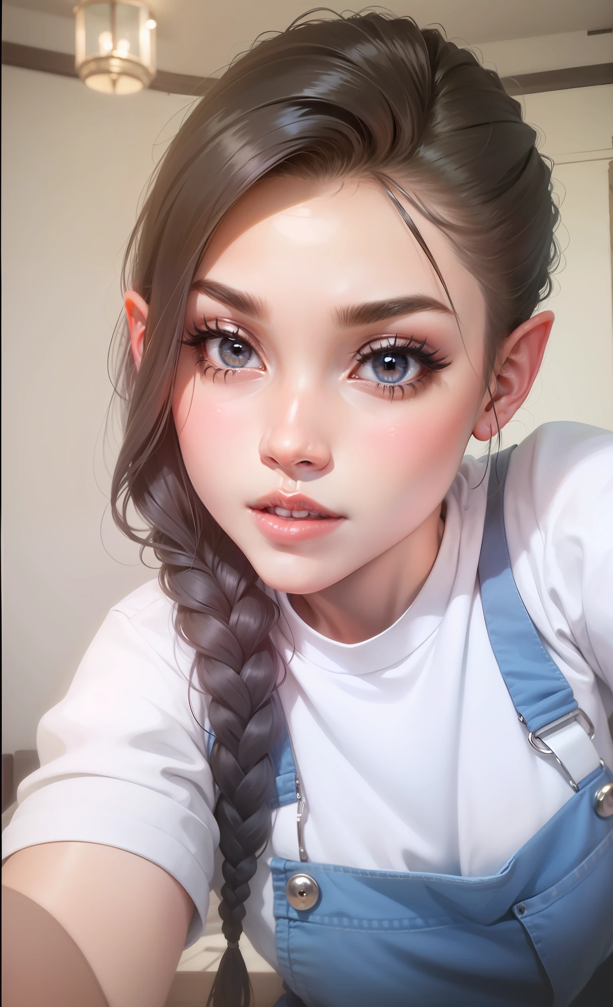 Black head hair, dark hair in braid, com perola, perolas, Magic, orelha de elfo, olhos mel, BLACK BRAID COLOR, CABELO RAIZ PRETA, PEROLAS NO CABELO, LABIOS COM BATOM VERMELHO