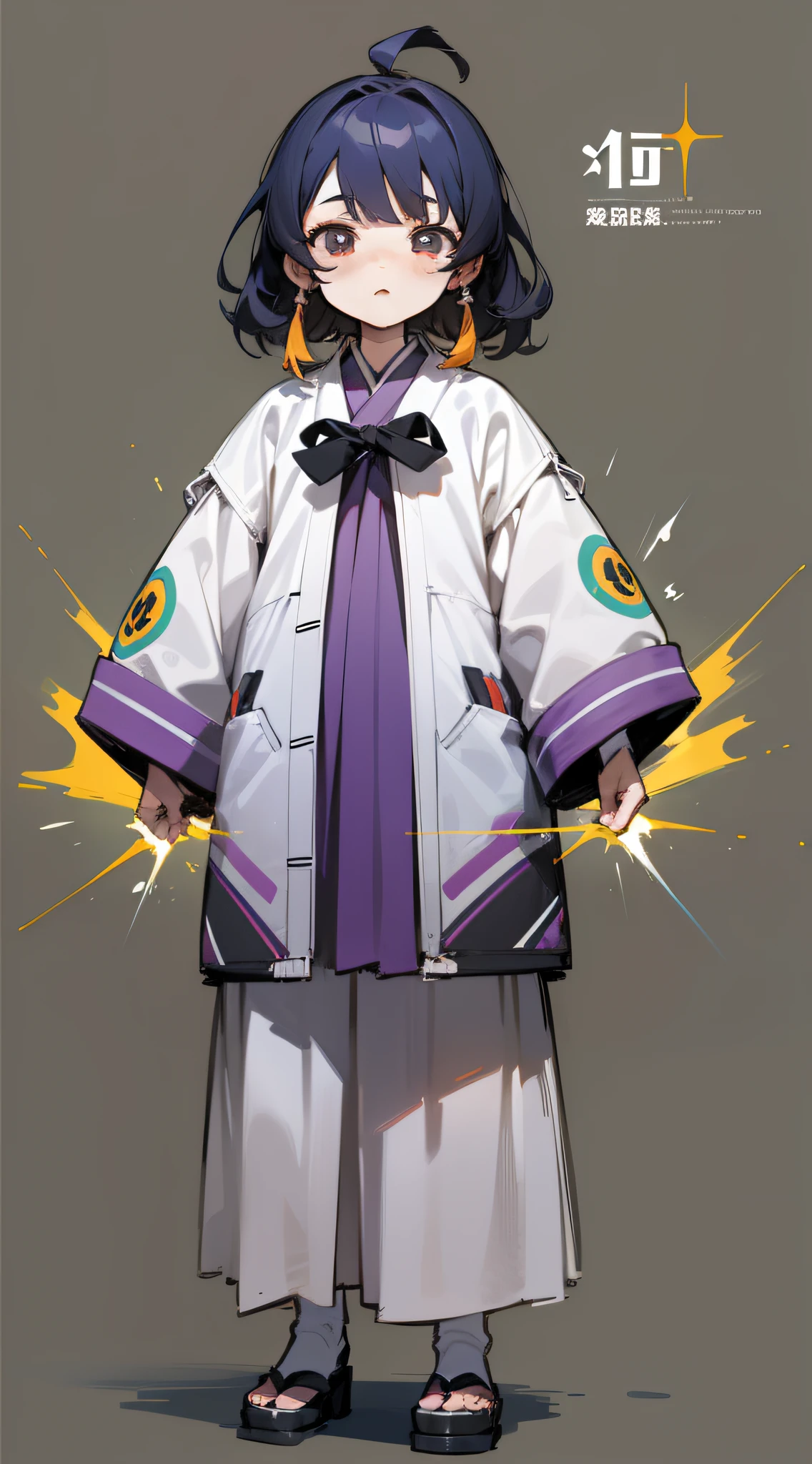 Standing Picture　All body in　The front　babes　animated characters(1womanl)　komono　Energetic child　detailed full-body concept　trending on pixiv　simplebackground